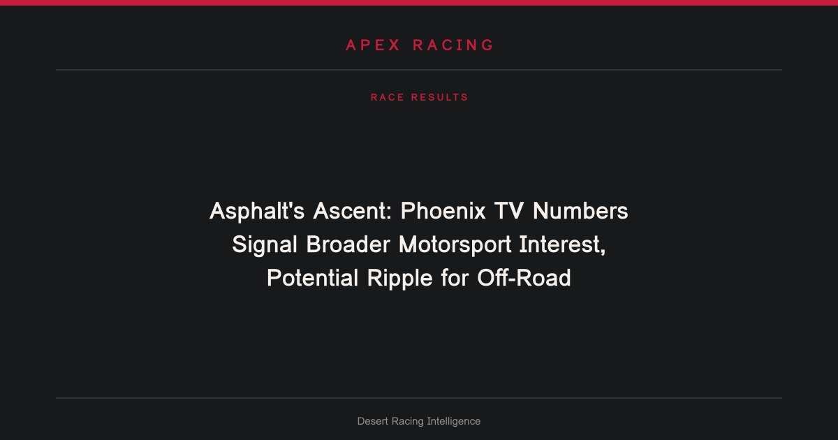 Asphalt's Ascent: Phoenix TV Numbers Signal Broader Motorsport Interest, Potential Ripple for Off-Road