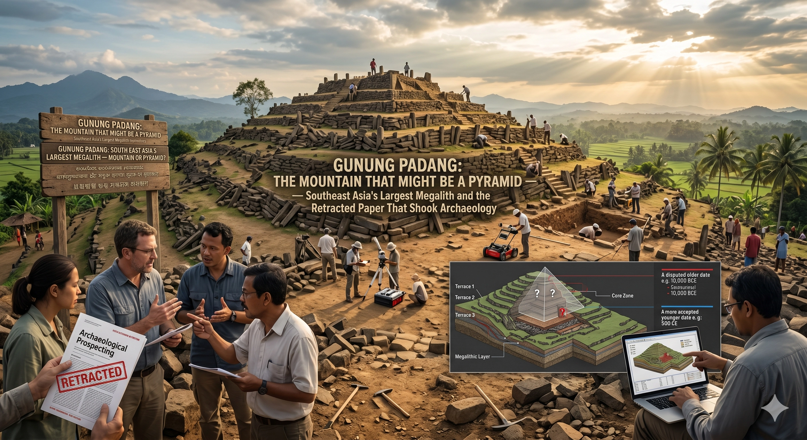 GUNUNG PADANG: The Mountain That Might Be a Pyramid — Southeast Asia's Largest Megalith and the Retracted Paper That Shook Archaeology — PLAUSIBLE credibility Ancient Mysteries case file