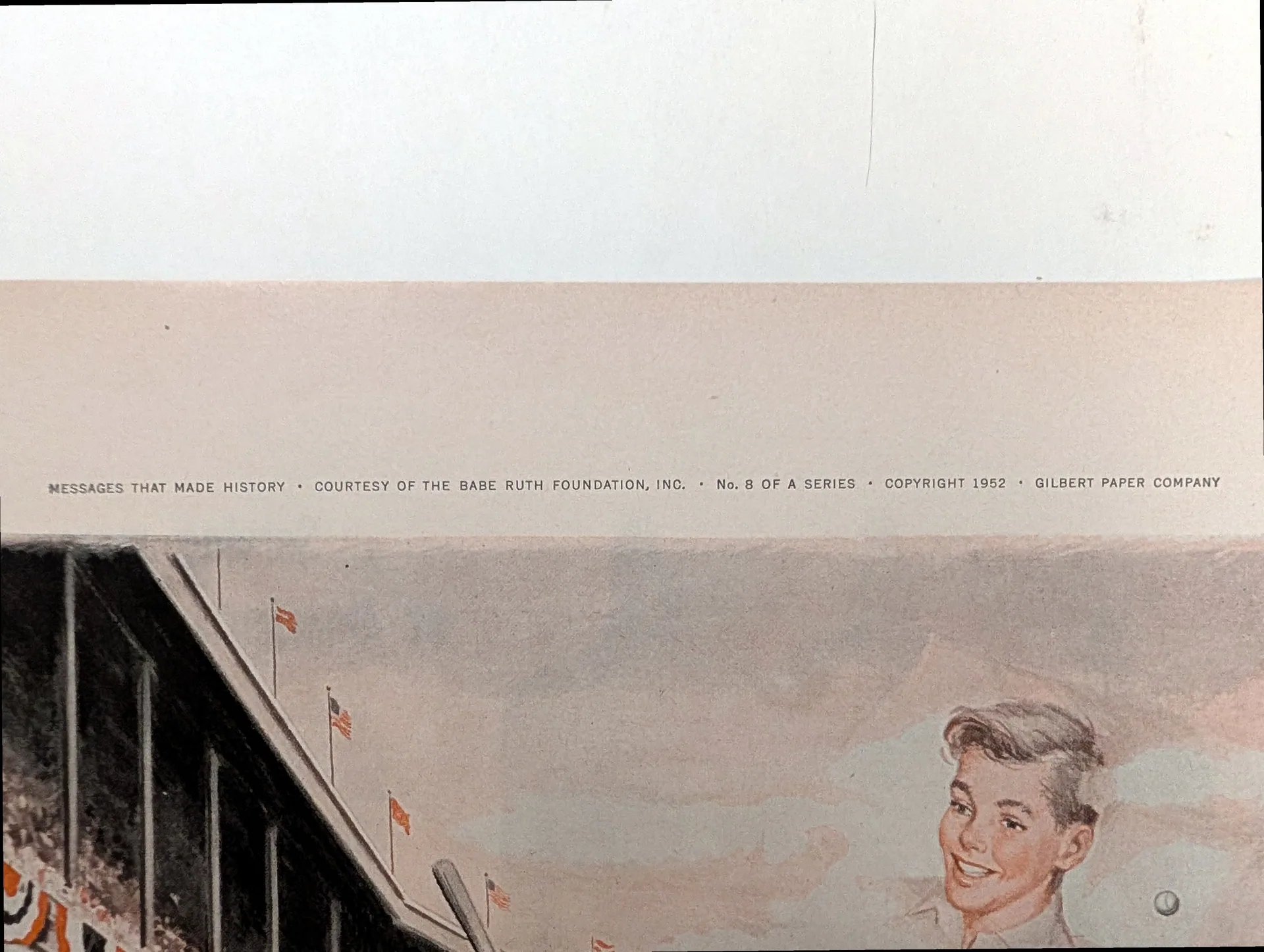 Copyright margin detail, 1952 Queen City Paper baseball illustration