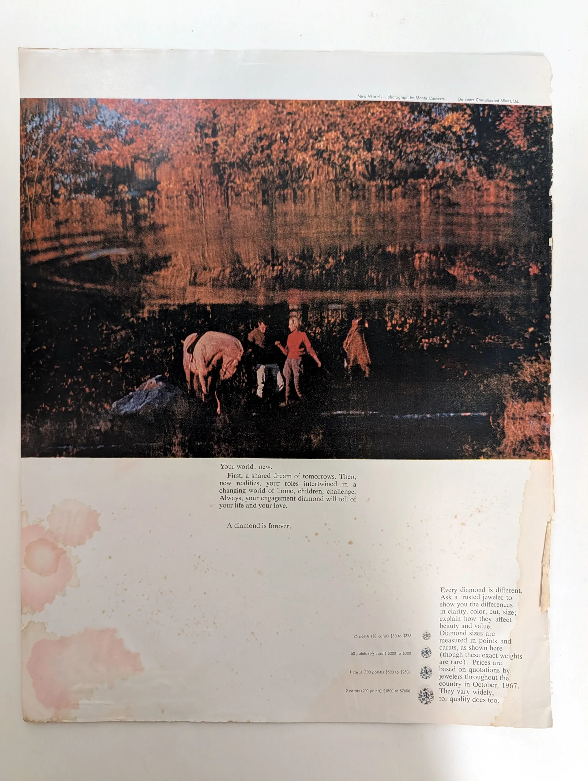 Full De Beers 'A diamond is forever' ad page, October 1967