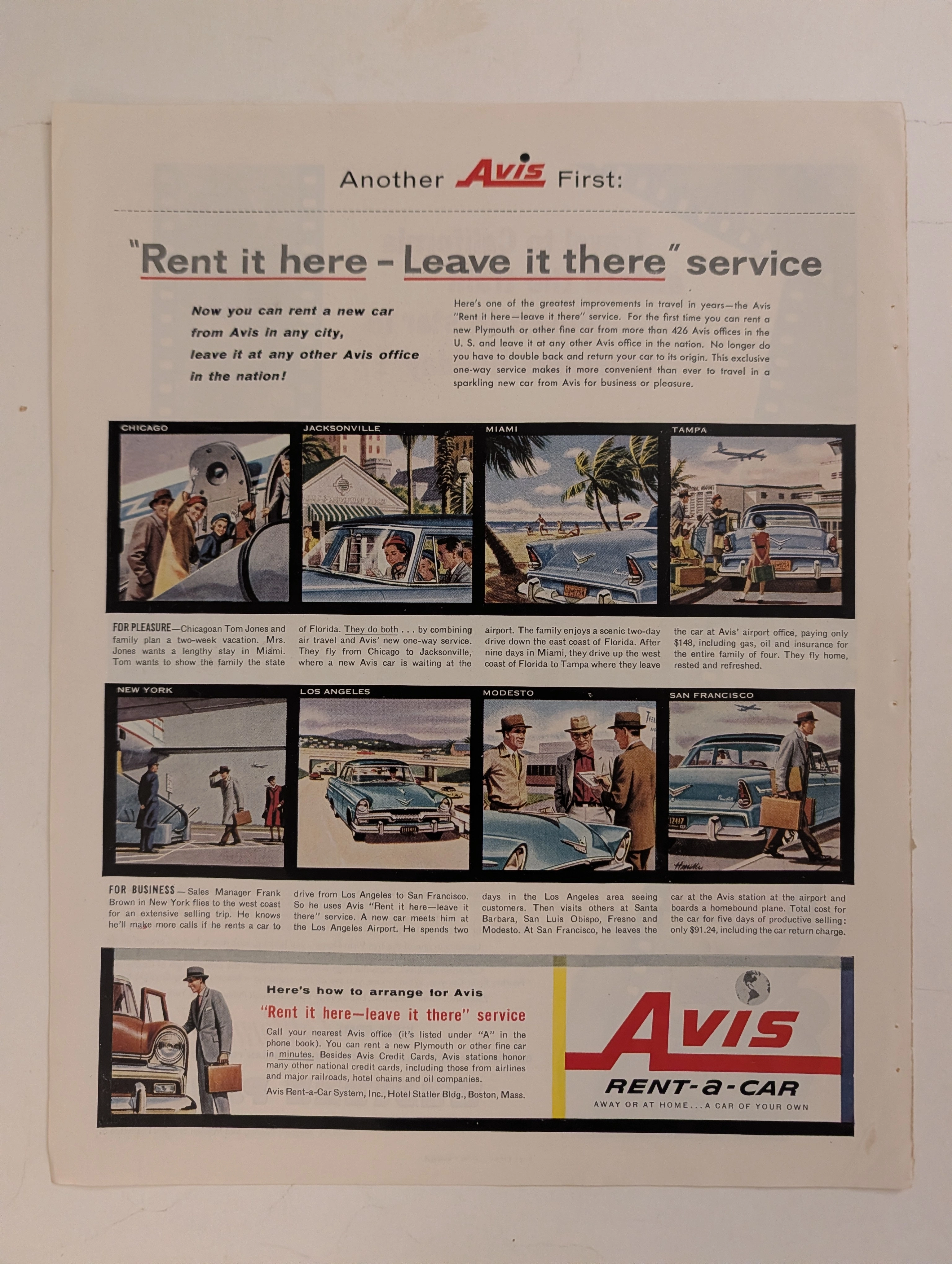 The Time Traveller's Dossier: The Architecture of Unrestricted Mobility – Avis "Rent it Here - Leave it There" Advertisement (Circa 1956)