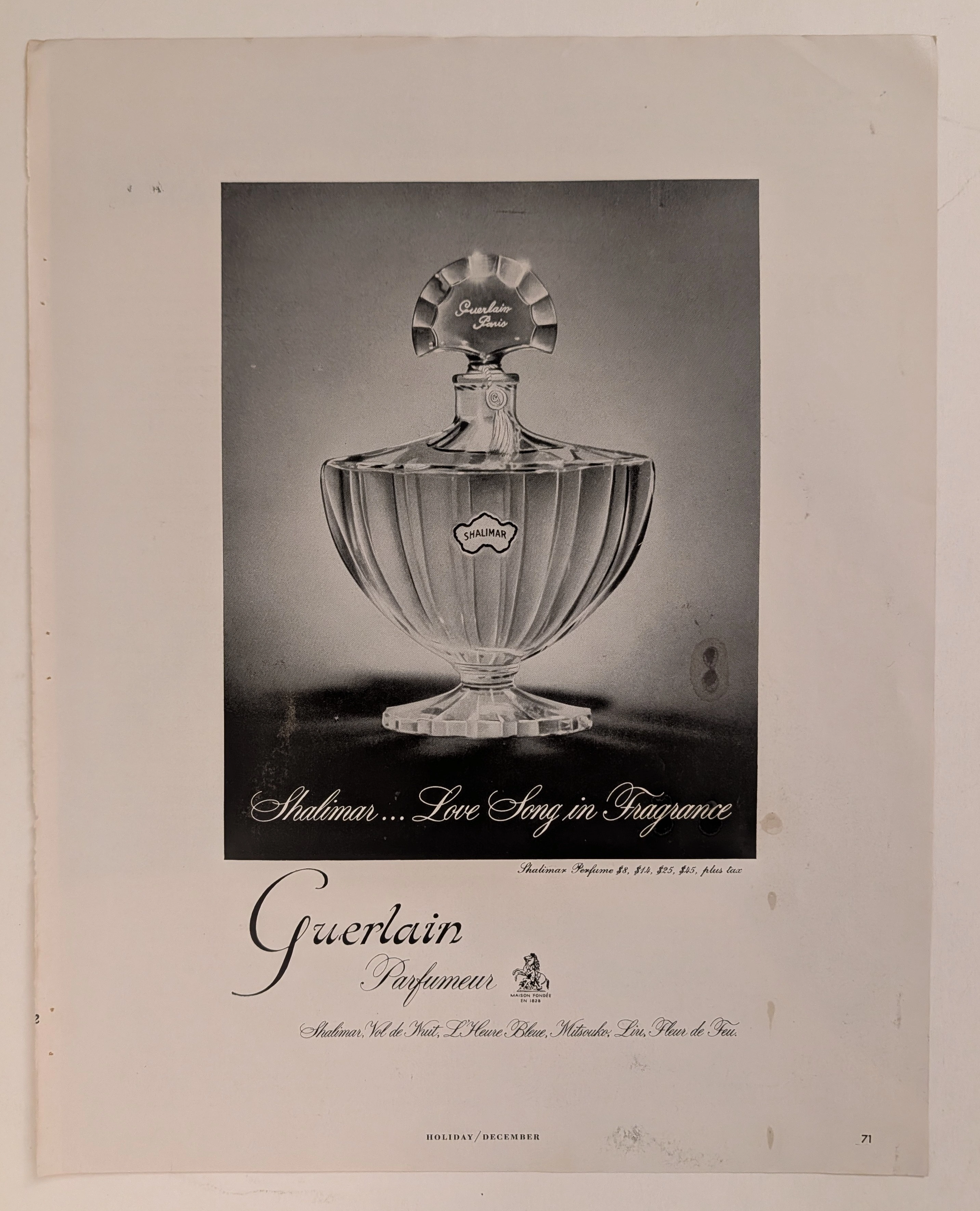 The Time Traveller's Dossier: The Architecture of Desire – Guerlain "Shalimar" Advertisement (Circa Mid-20th Century) — The Record Institute Journal