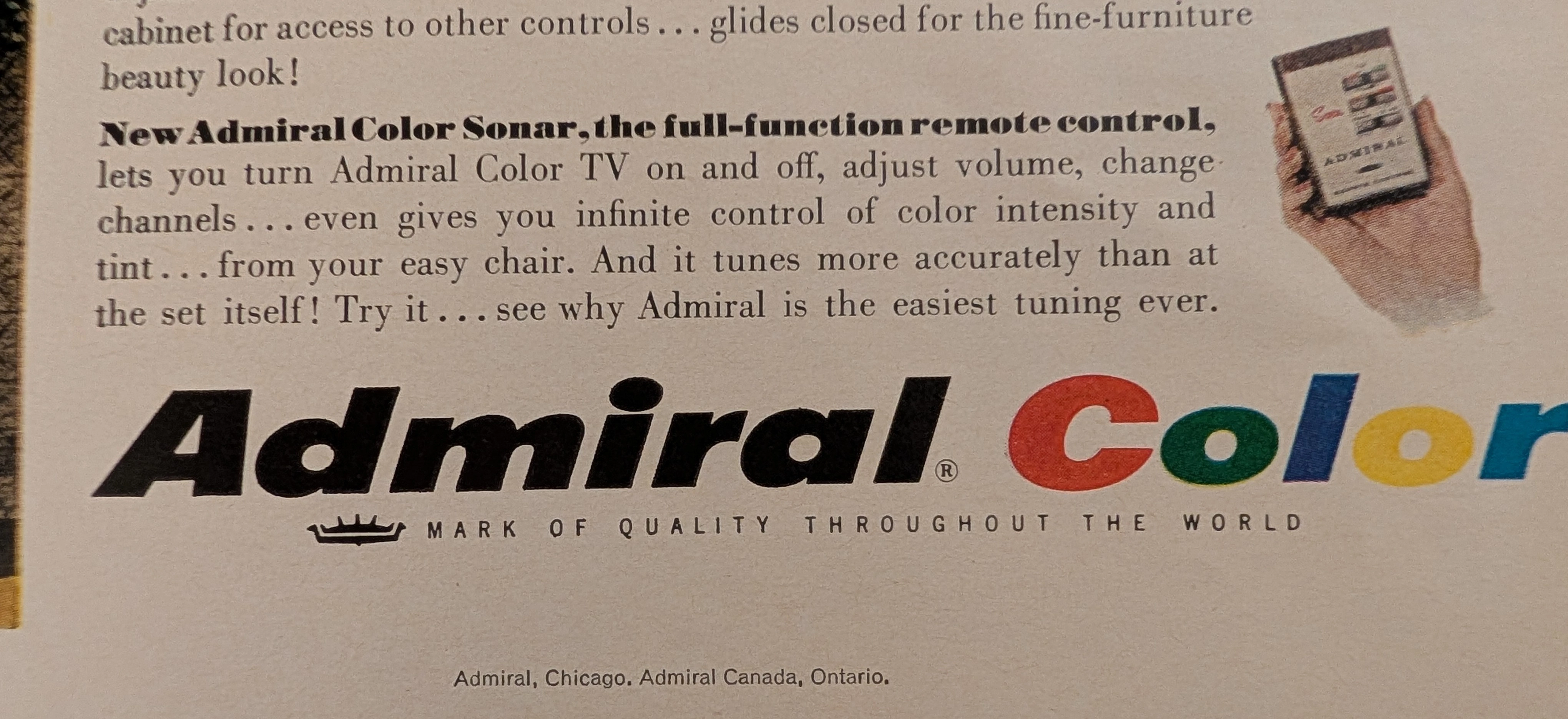 The Time Traveller's Dossier: The Zenith of the American Living Room – Admiral Rectangular Color TV — detail 4