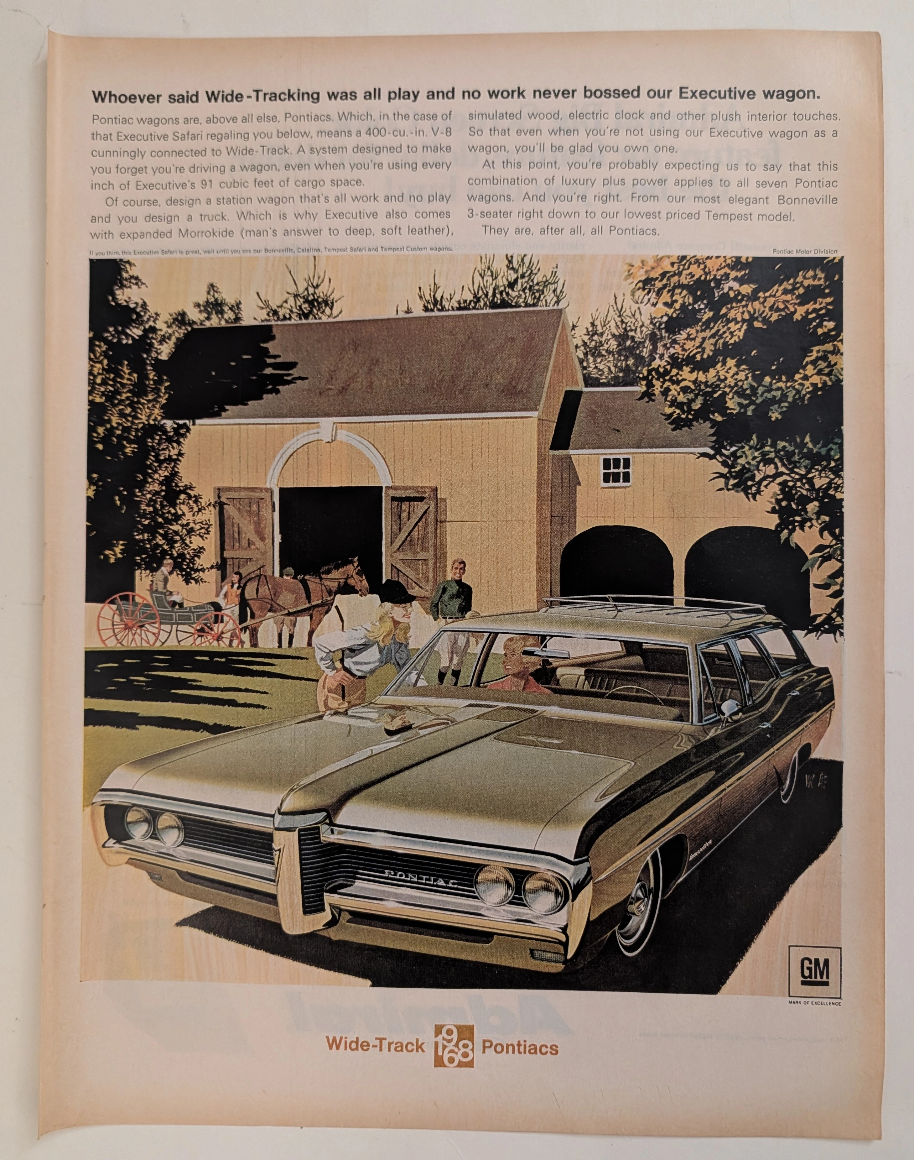 "All Play and No Work": The 1968 Pontiac Executive Wagon "Wide-Tracking" Advertisement vintage advertisement — curator suggestion