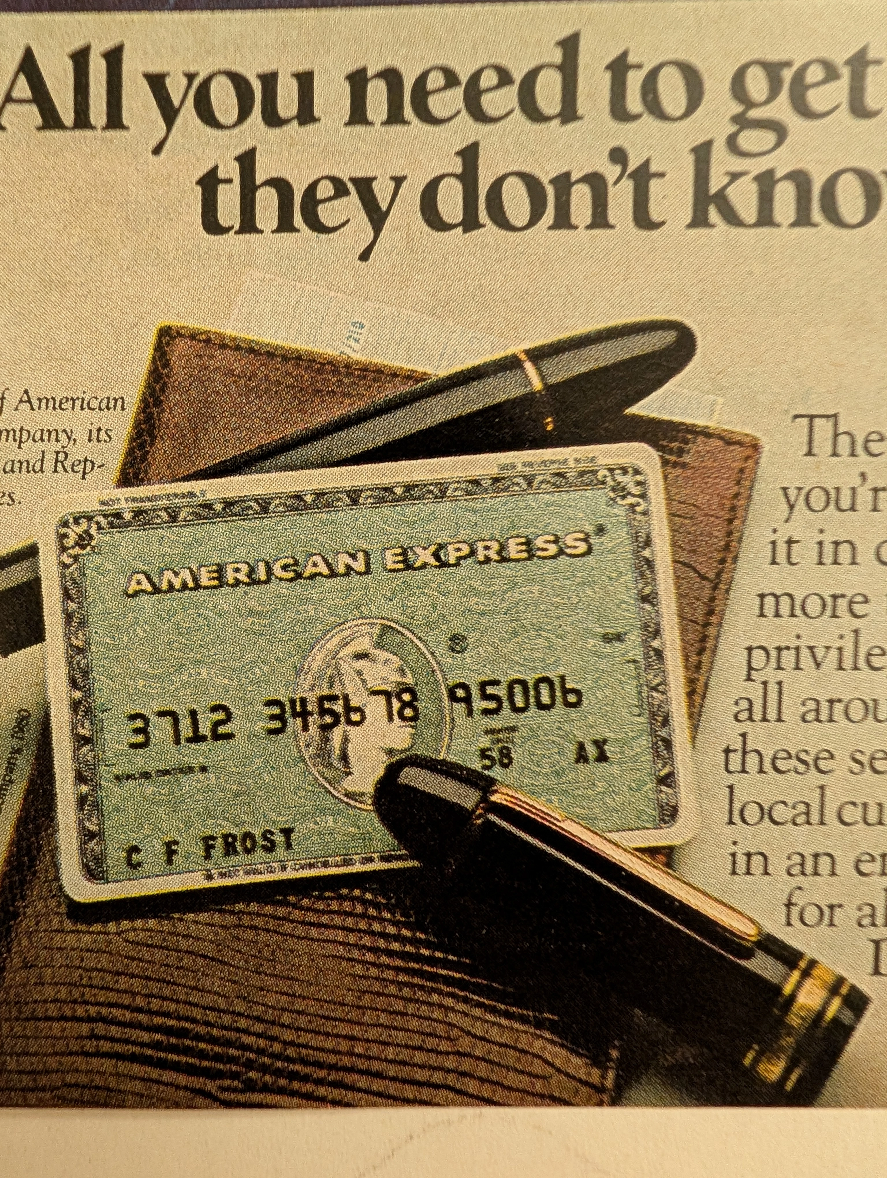 The Time Traveller’s Dossier: 1980 American Express Card Vintage Advertisement — The Assurance of Global Mobility — The Record Institute Journal