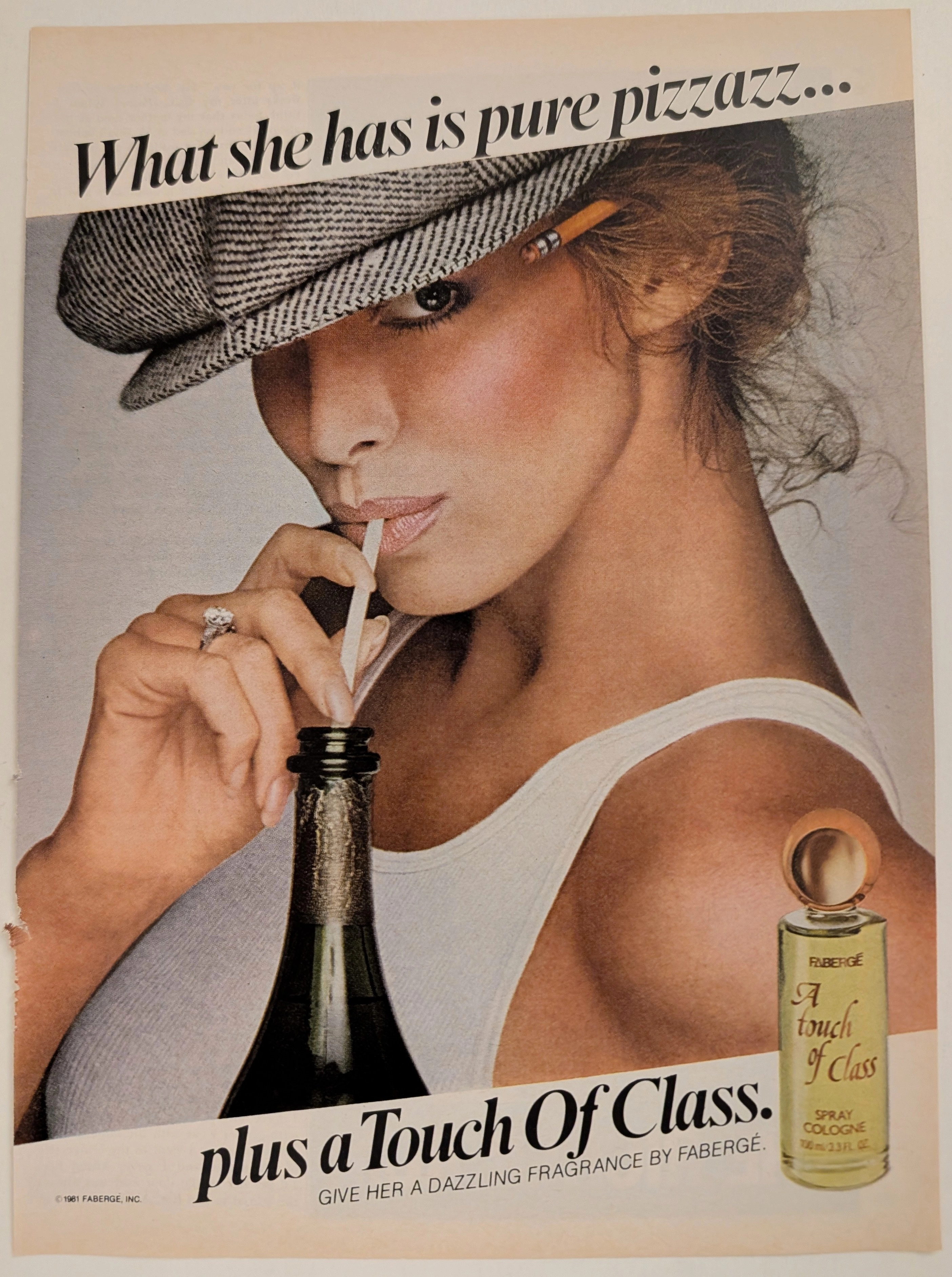 1981 Faberge 'A Touch Of Class' Fragrance Vintage Advertisement (1981) — Class B vintage Luxury Brands
