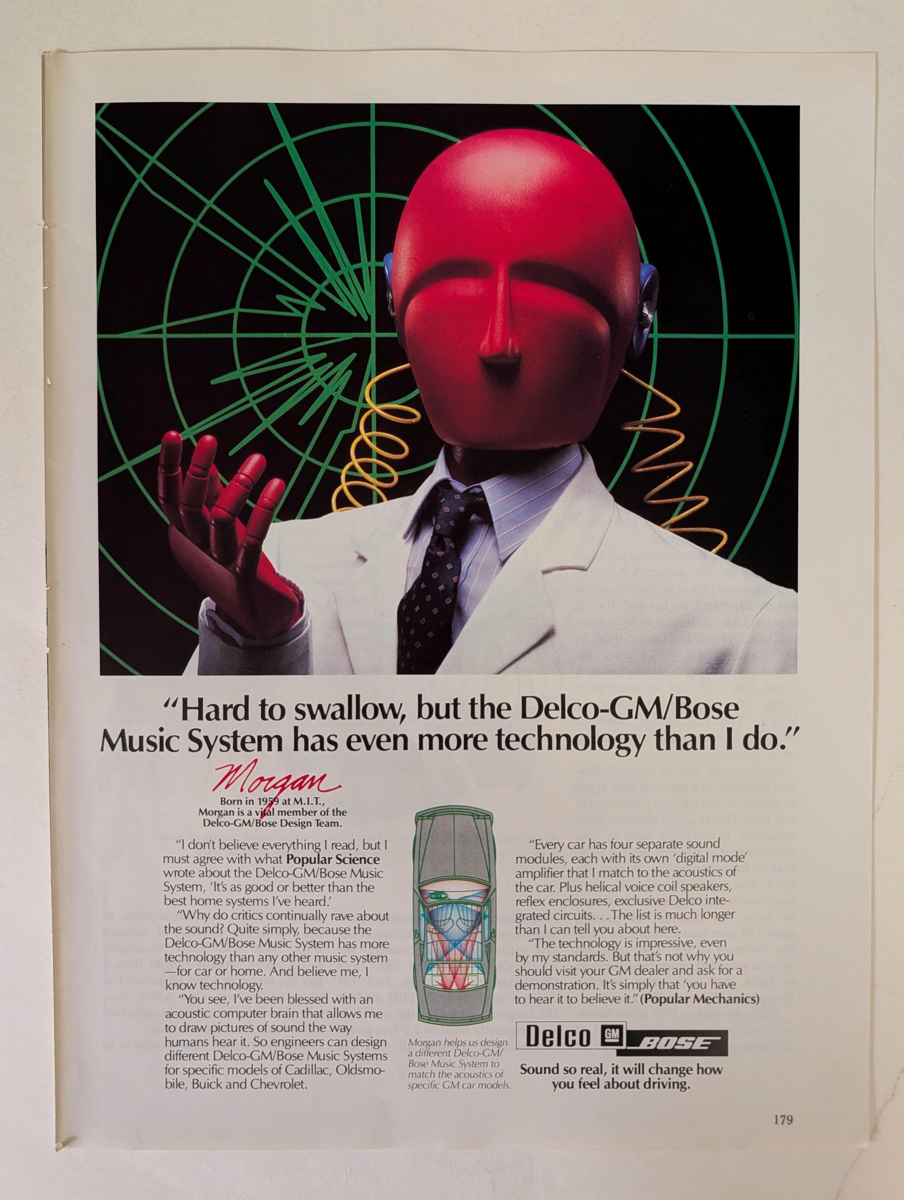 The Time Traveller’s Dossier: 1983 Delco-GM/Bose Music System Vintage Advertisement — 소리의 의인화된 건축