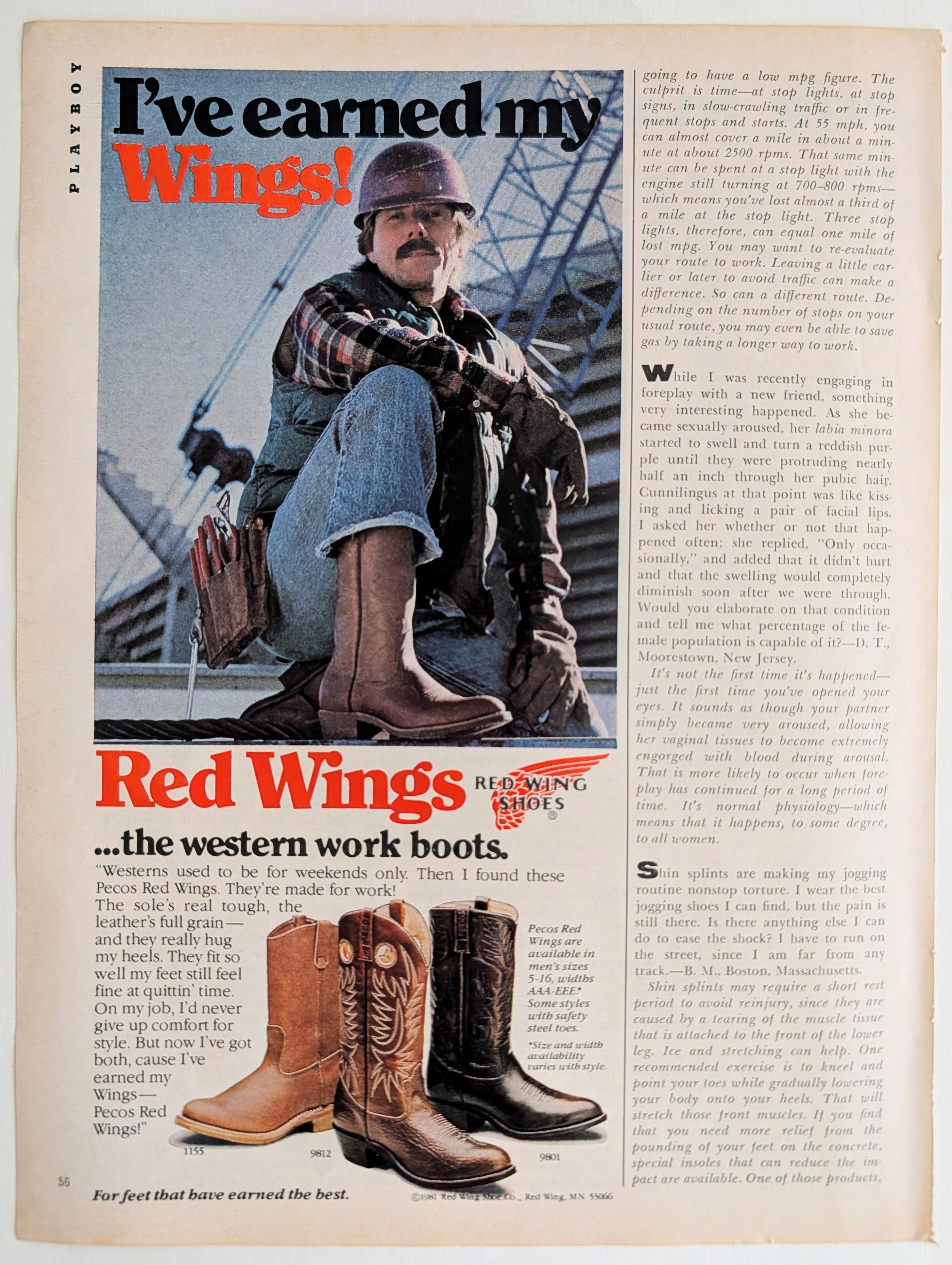 1981 Red Wings Pecos Western Work Boots Vintage Advertisement (1981) — Class B vintage Lifestyle & Vice