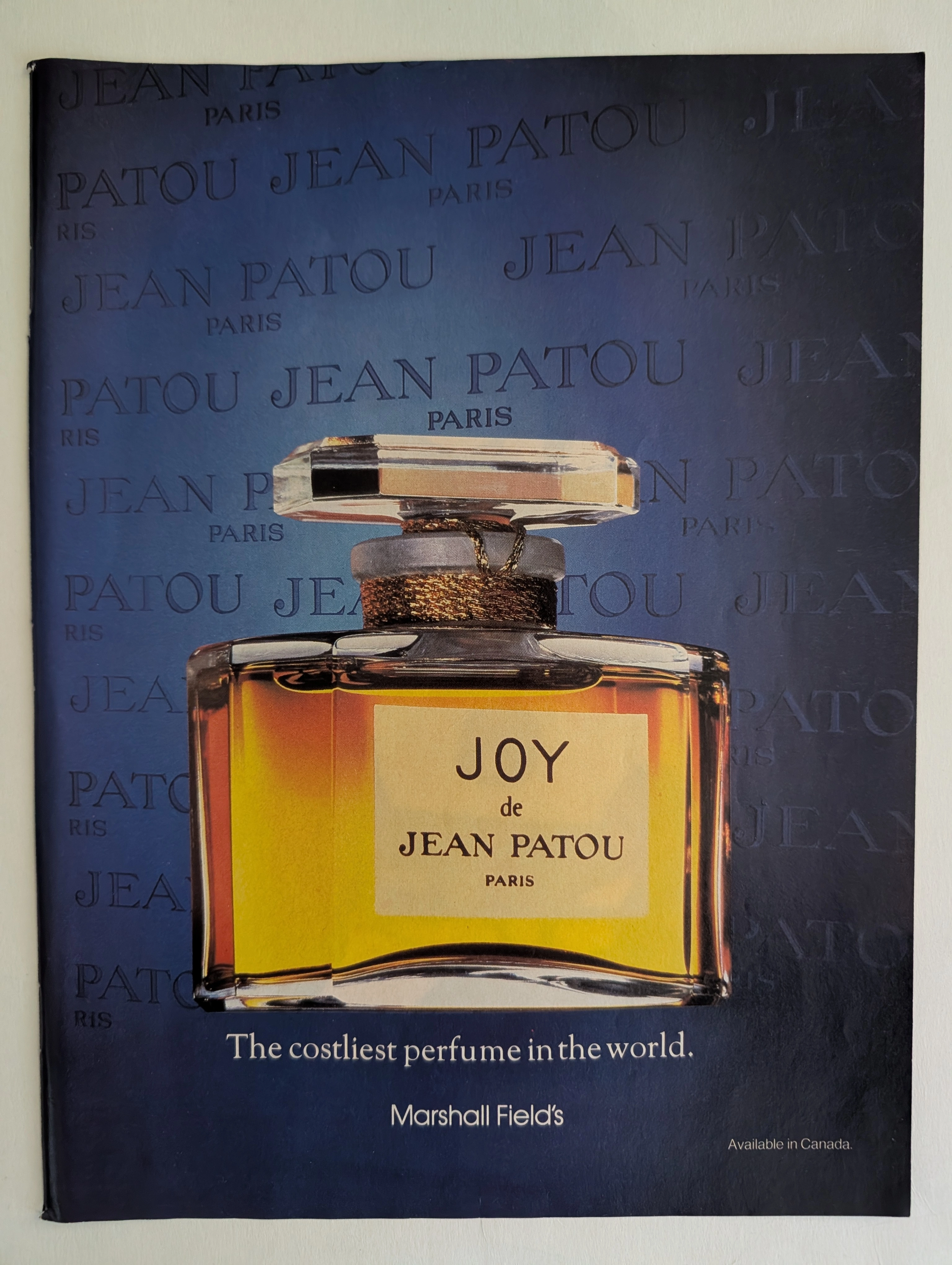 1974 Jean Patou JOY Vintage Advertisement (1974) — Class A vintage Luxury Brands