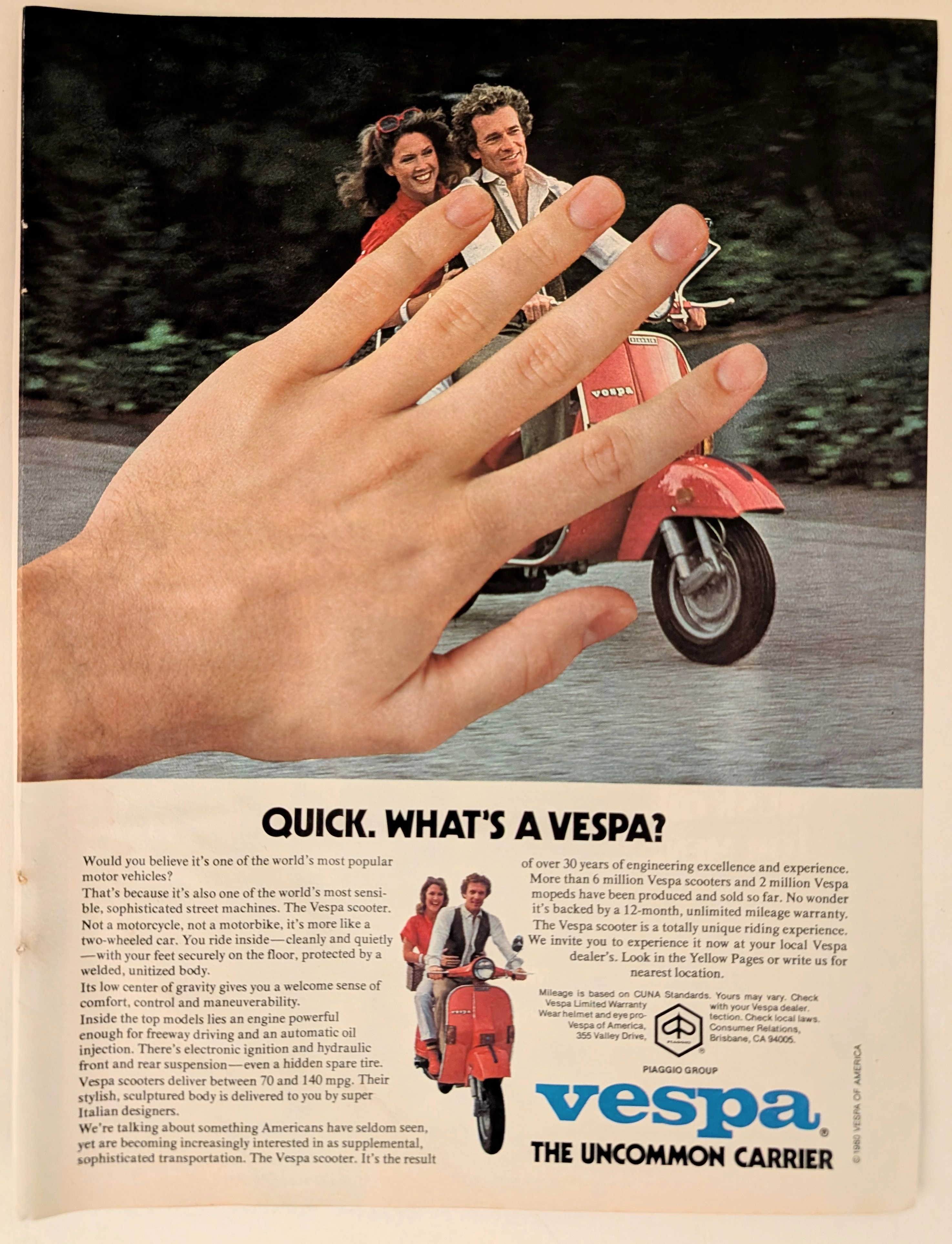 1980 Vespa Scooter Vintage Advertisement (1980) — Class A vintage Automotive