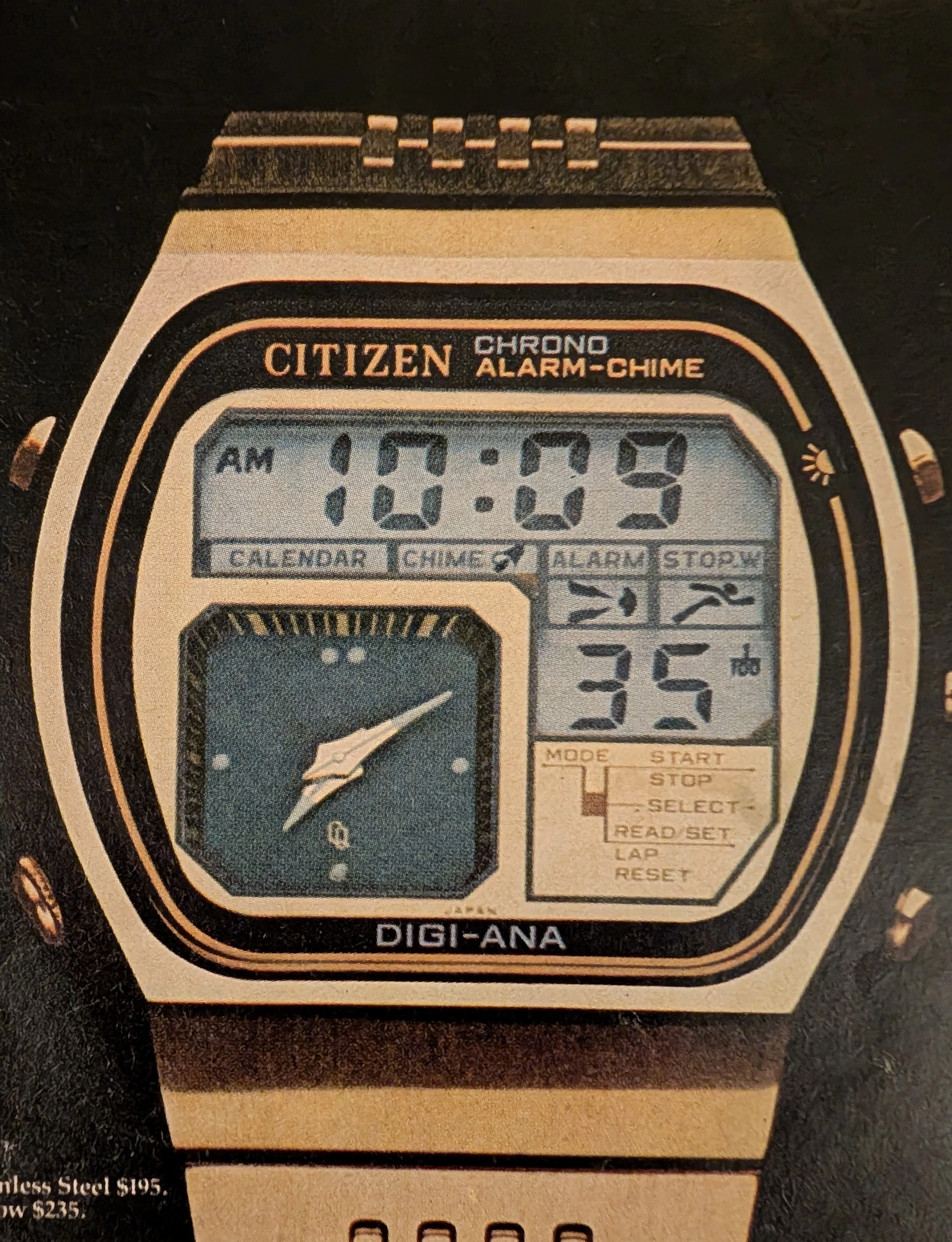 Publicité Vintage Citizen Quartz Digi-Ana de 1979 | Découvrez la publicité imprimée de la Citizen Quartz Digi-Ana de 1979, une montre à double affichage faisant le pont entre l'ère analogique et numérique. — Vignette 2