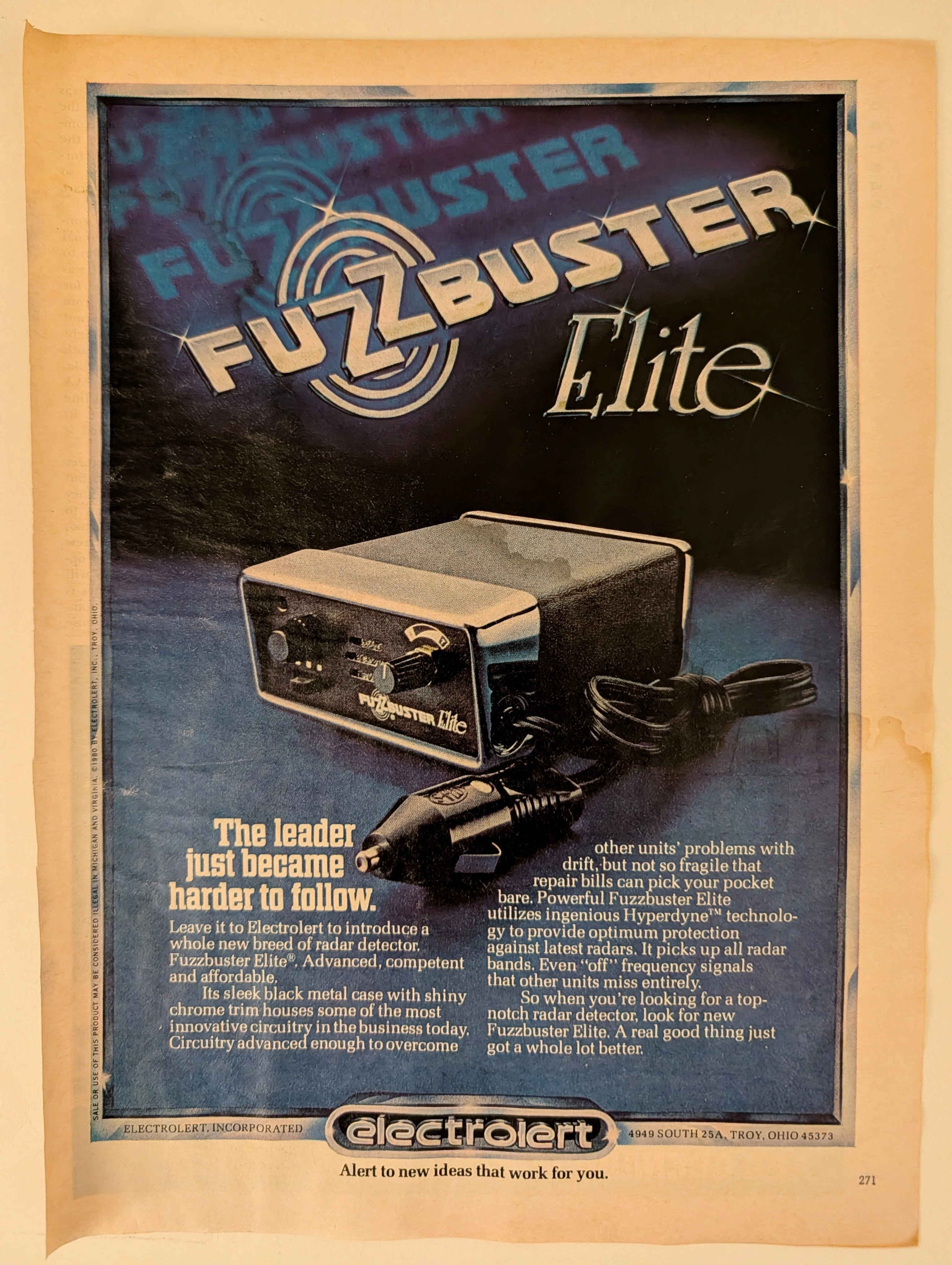 แฟ้มบันทึกข้อมูลของผู้ท่องเวลา : Fuzzbuster Elite ปี 1980 - สถาปัตยกรรมแห่งการต่อต้านทางอิเล็กทรอนิกส์ — related article