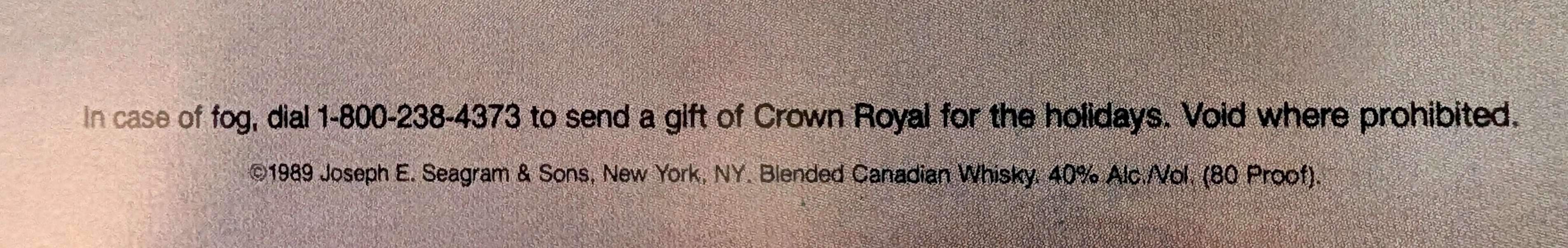 1989 크라운 로얄 "안개가 낄 경우..." 홀리데이 빈티지 광고 — 썸네일 4