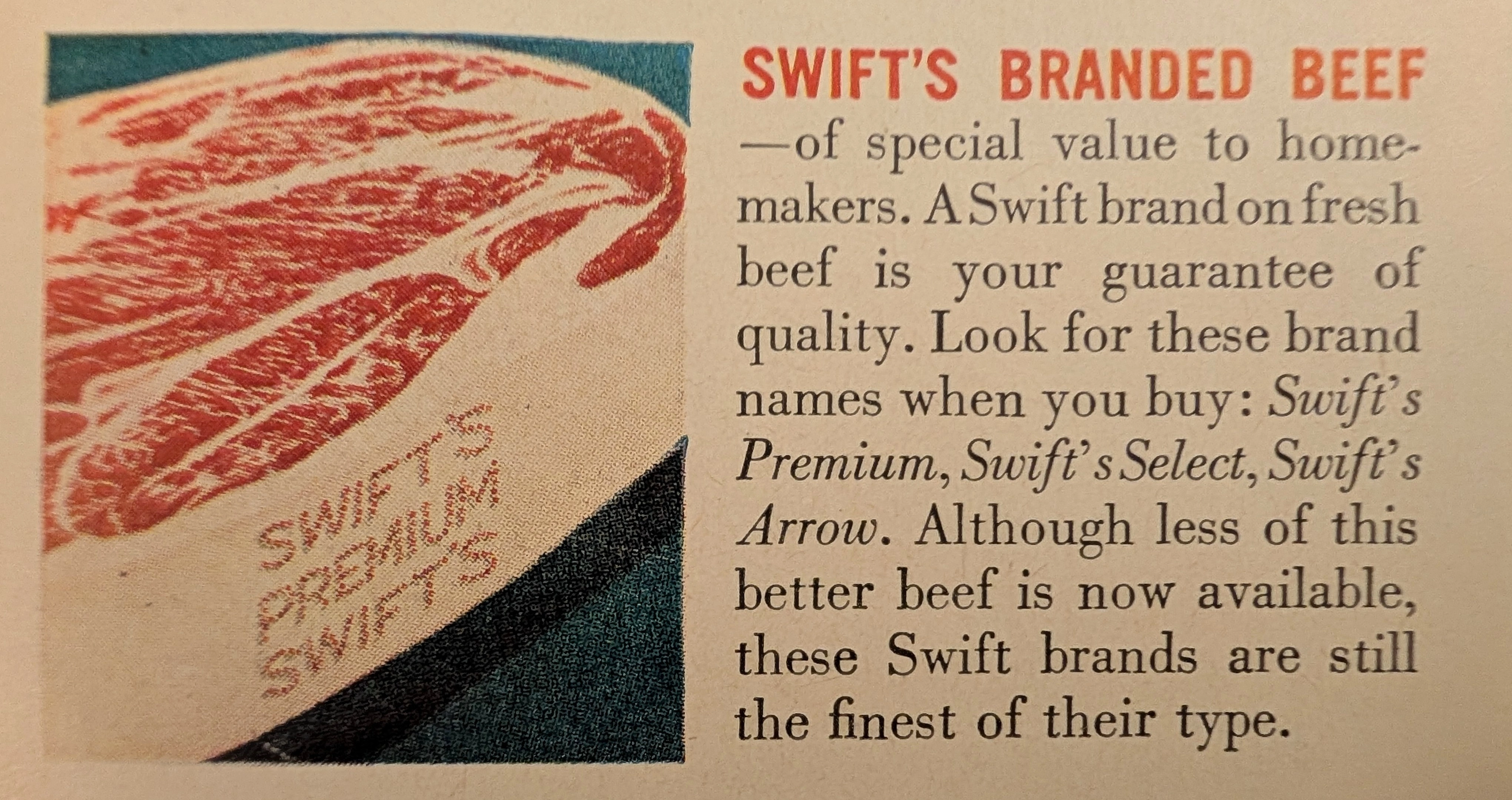 1943년경 스위프트 앤 컴퍼니 육류 "전쟁 물자" 빈티지 광고 — 썸네일 4
