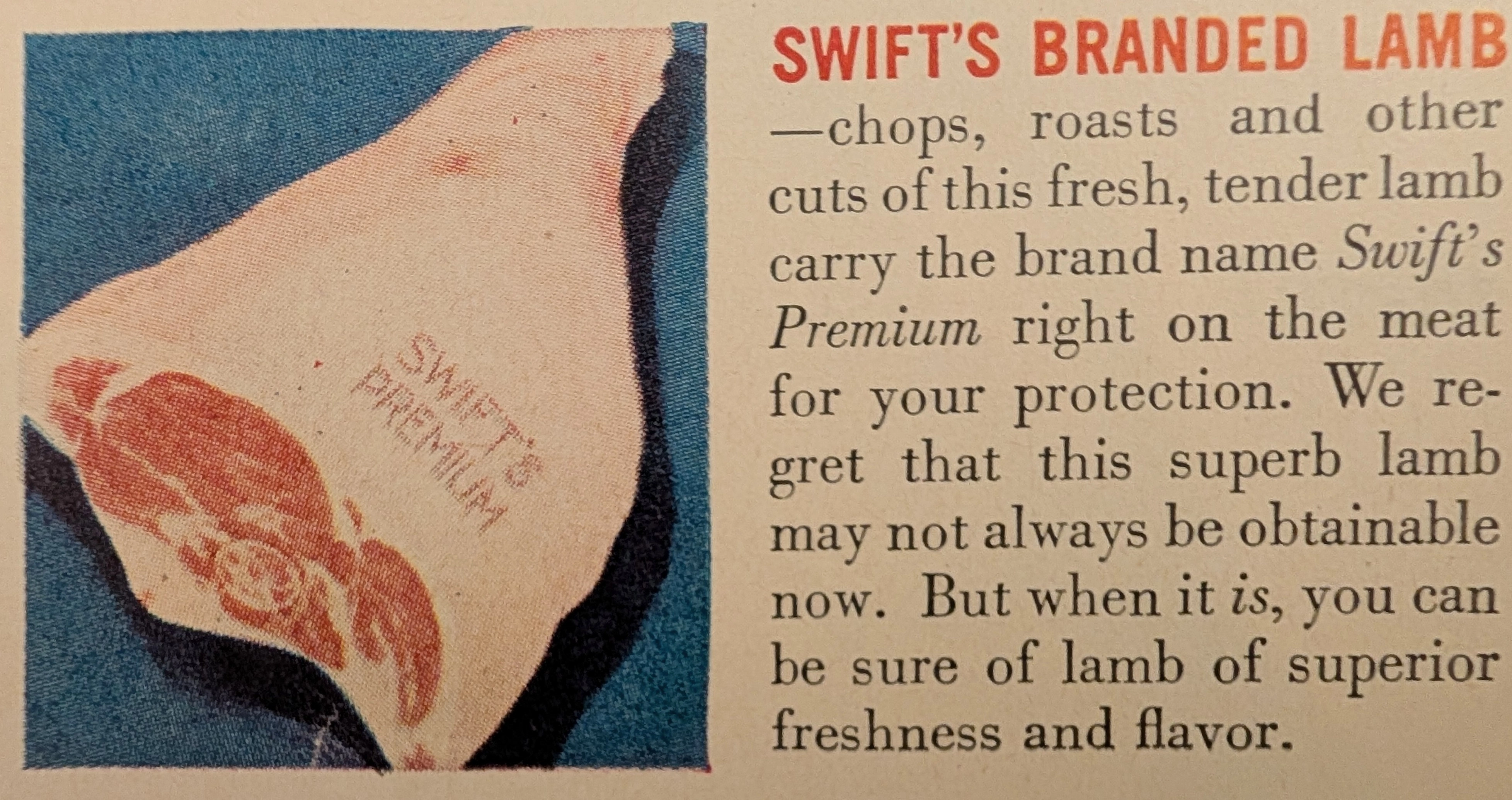 1943년경 스위프트 앤 컴퍼니 육류 "전쟁 물자" 빈티지 광고 — 썸네일 7