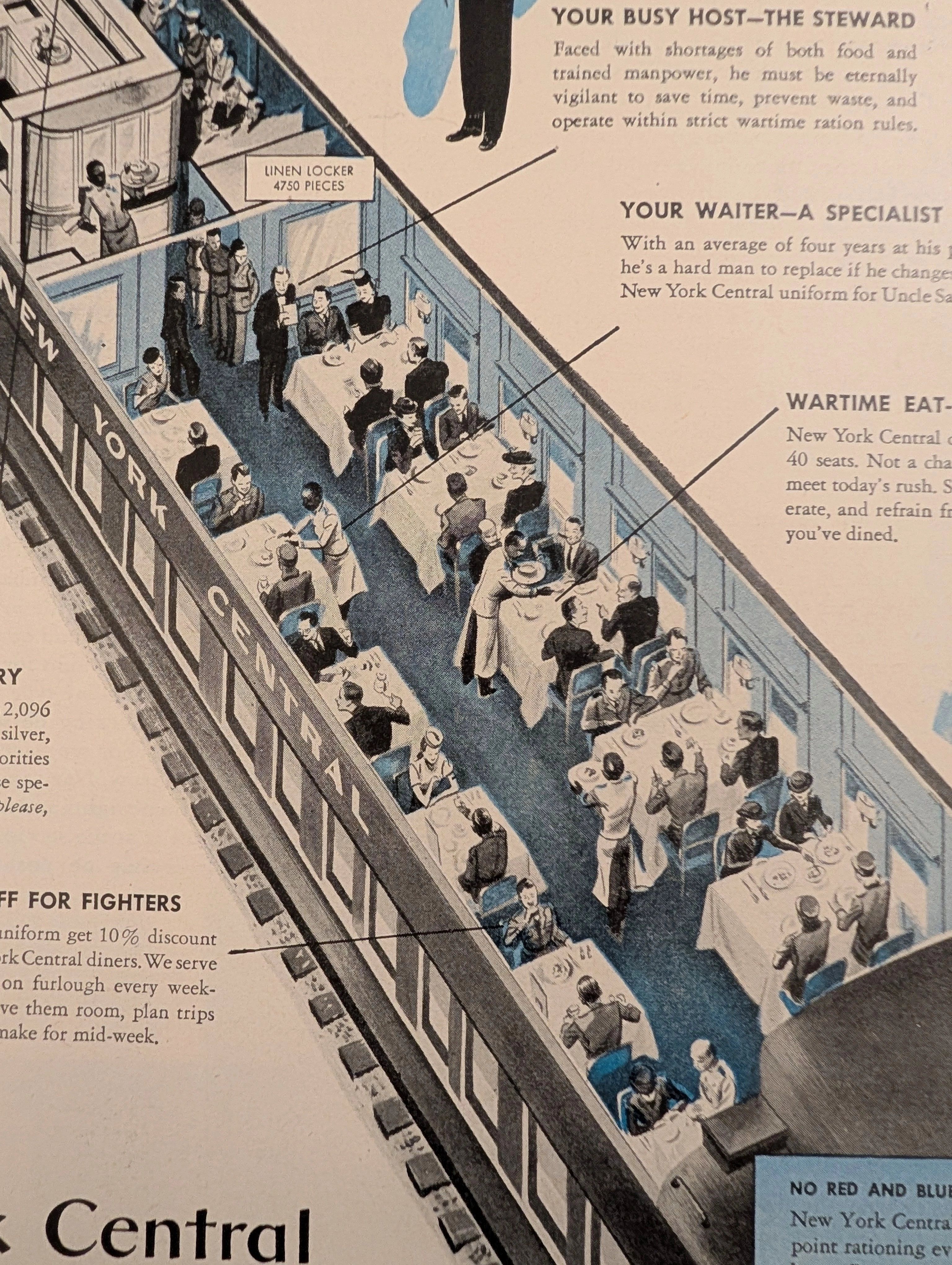 1944 New York Central "Wartime Housekeeping on Wheels" Vintage Advertisement — Thumbnail 5