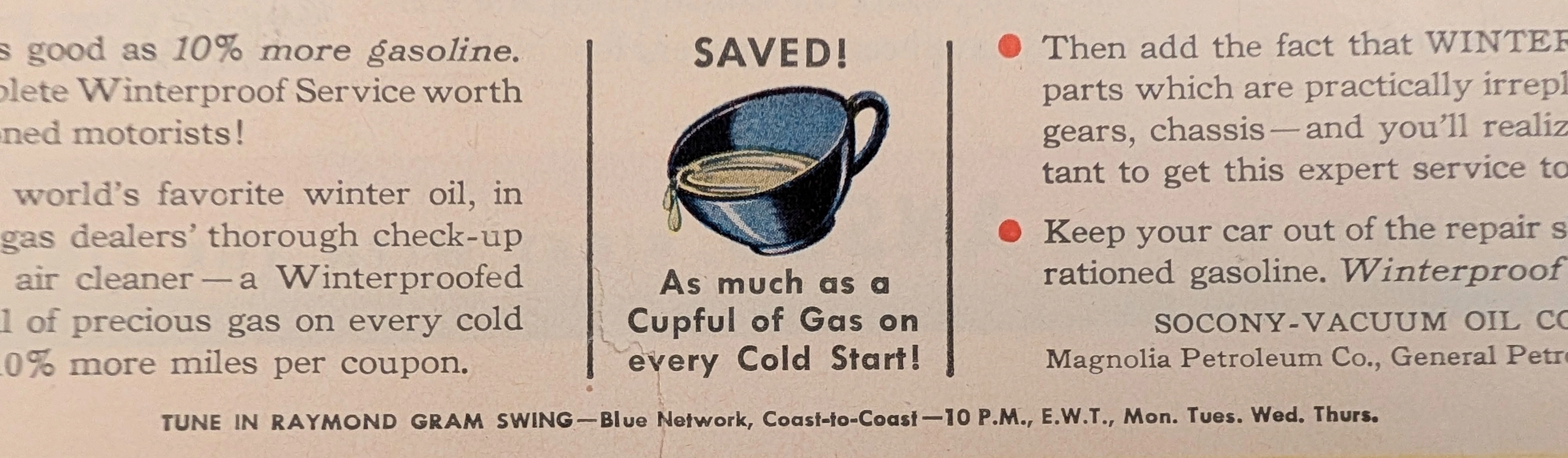 1943 Mobiloil & Mobilgas "Winterproof" Vintage Advertisement — Thumbnail 5