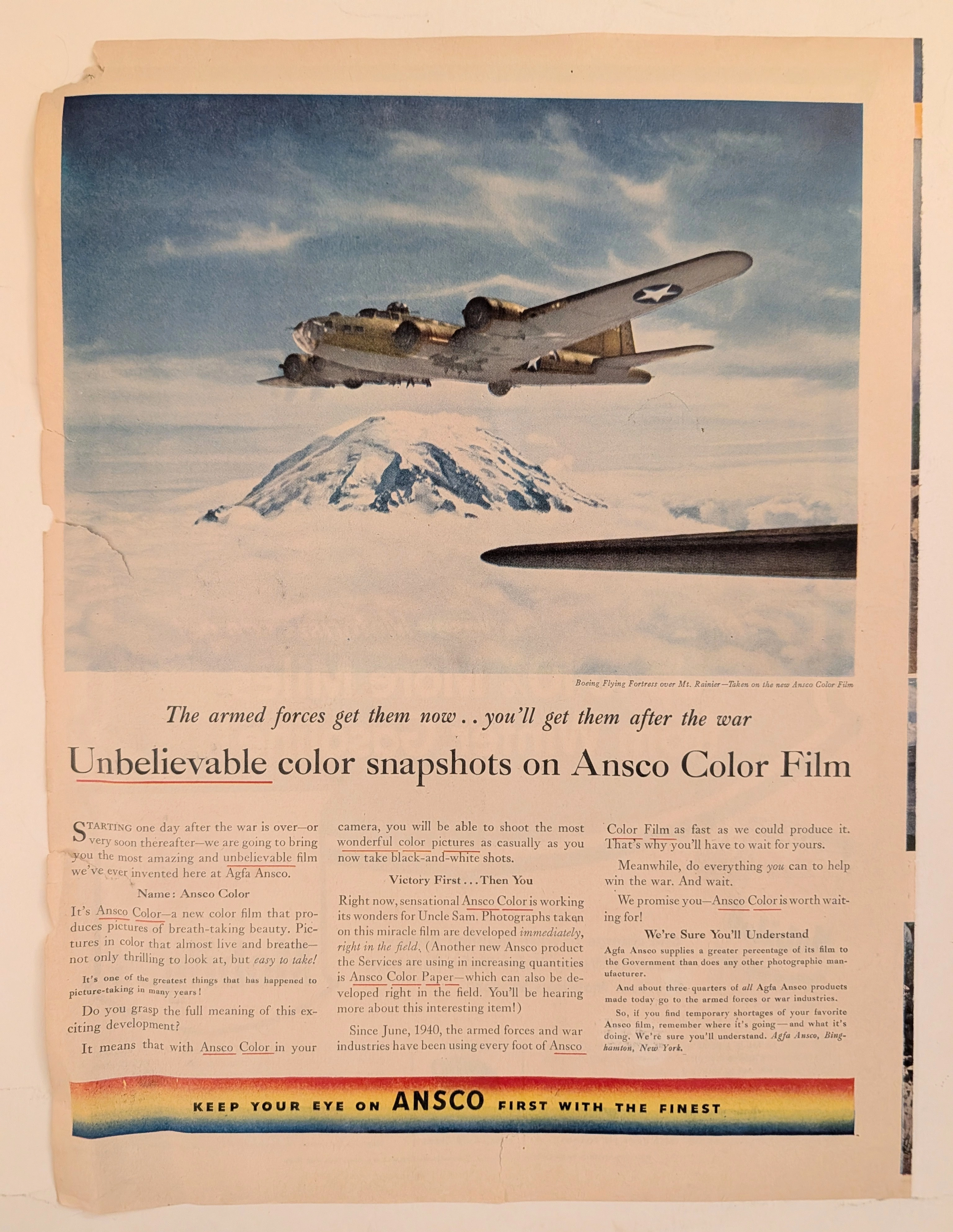 타임 트래블러의 문서 : 안스코 컬러 광고 - 2차 대전의 지연된 보상 — related article