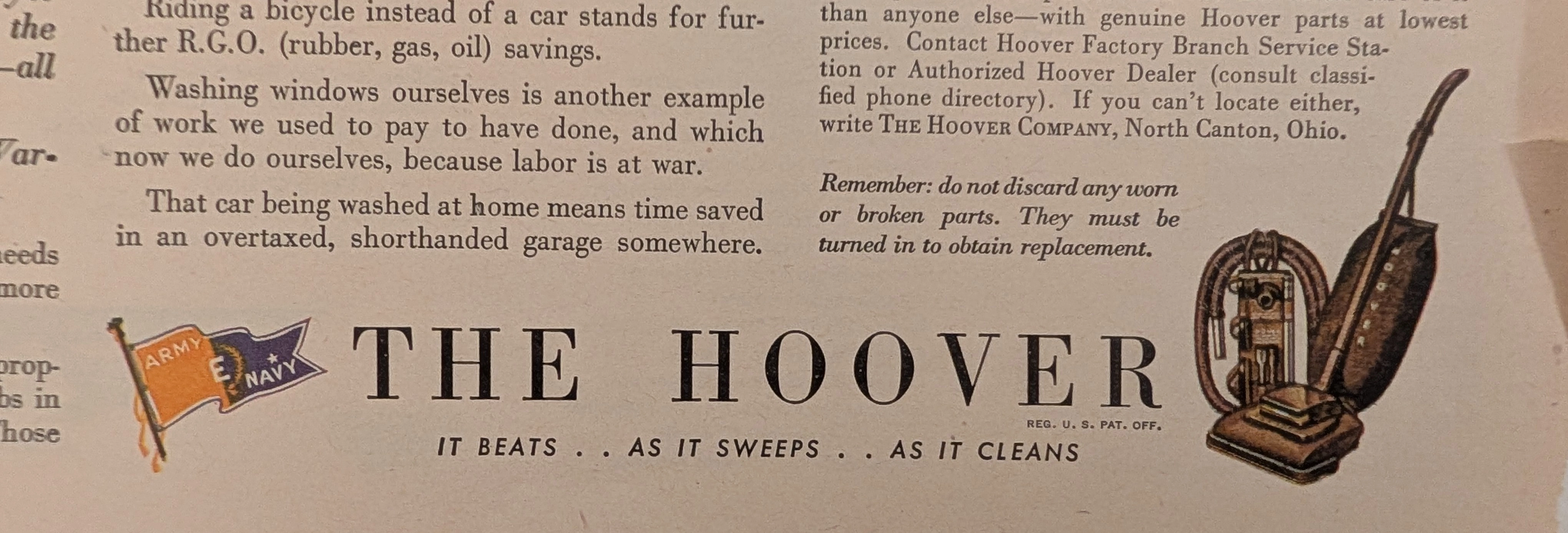 แฟ้มข้อมูลนักเดินทางข้ามเวลา : โฆษณา Hoover ปี 1944 - กลยุทธ์เปลี่ยนการเสียสละให้เป็นเกม — The Record Institute Journal