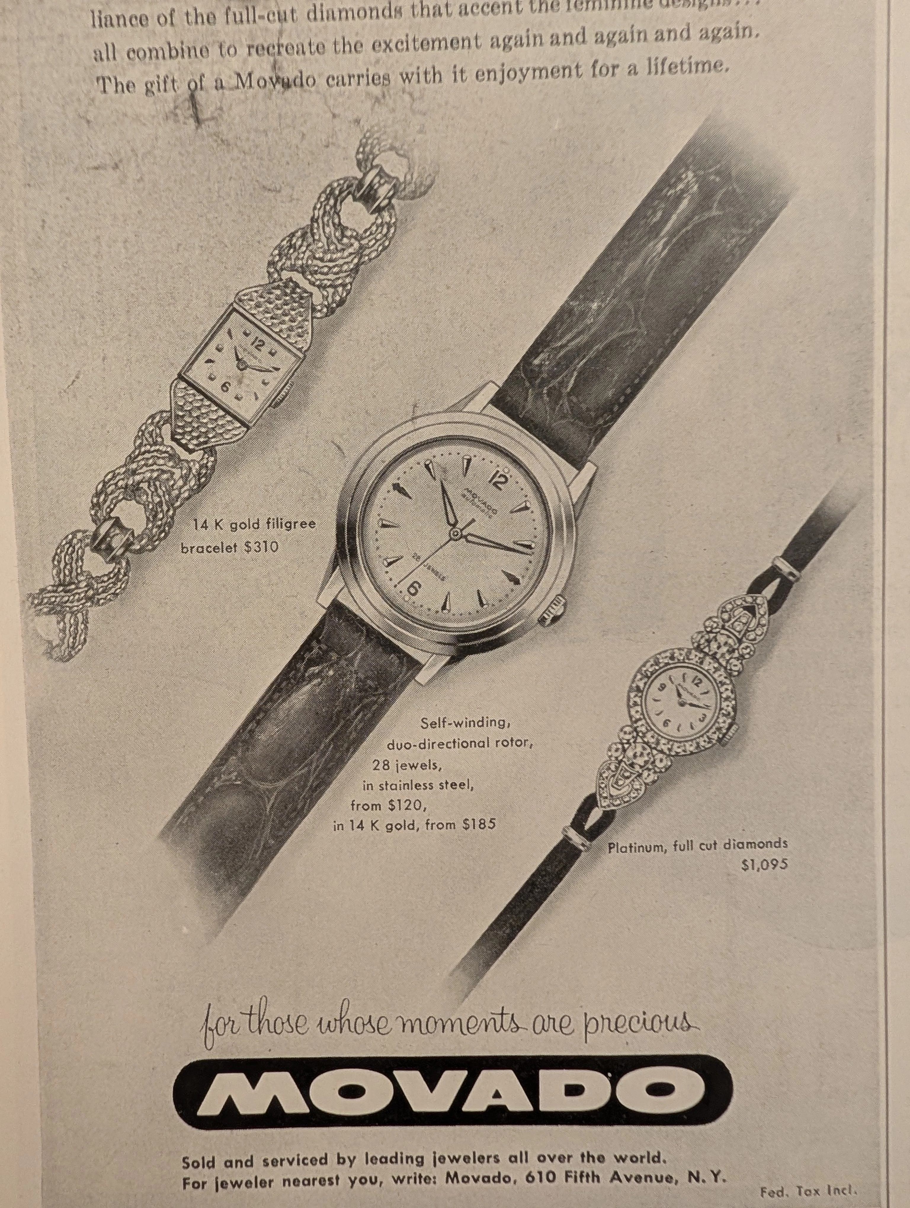 1955 Movado Luxury Timepieces Vintage Advertisement — Thumbnail 2