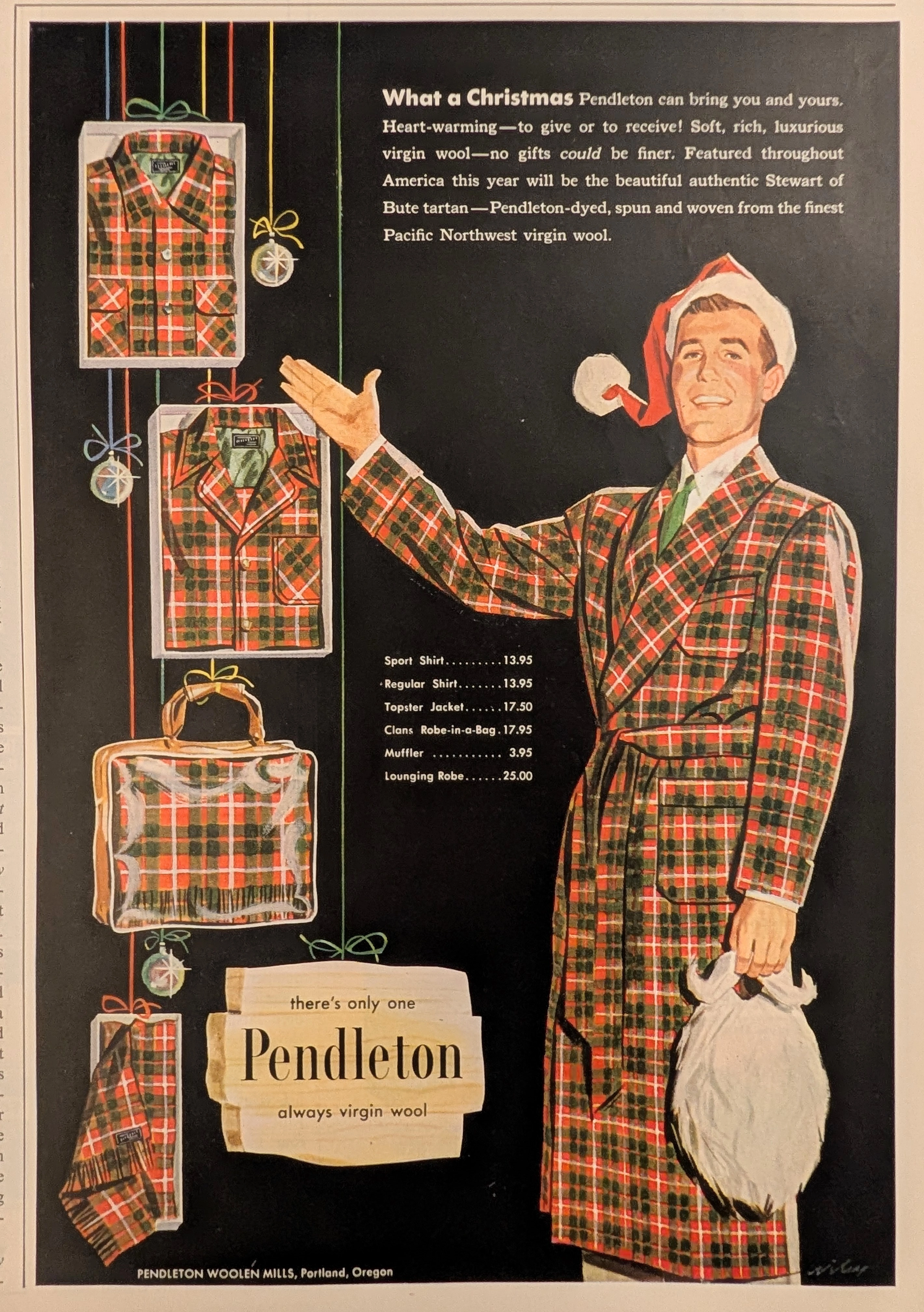 1950 Pendleton Stewart of Bute Tartan Vintage Ad — related by taxonomy