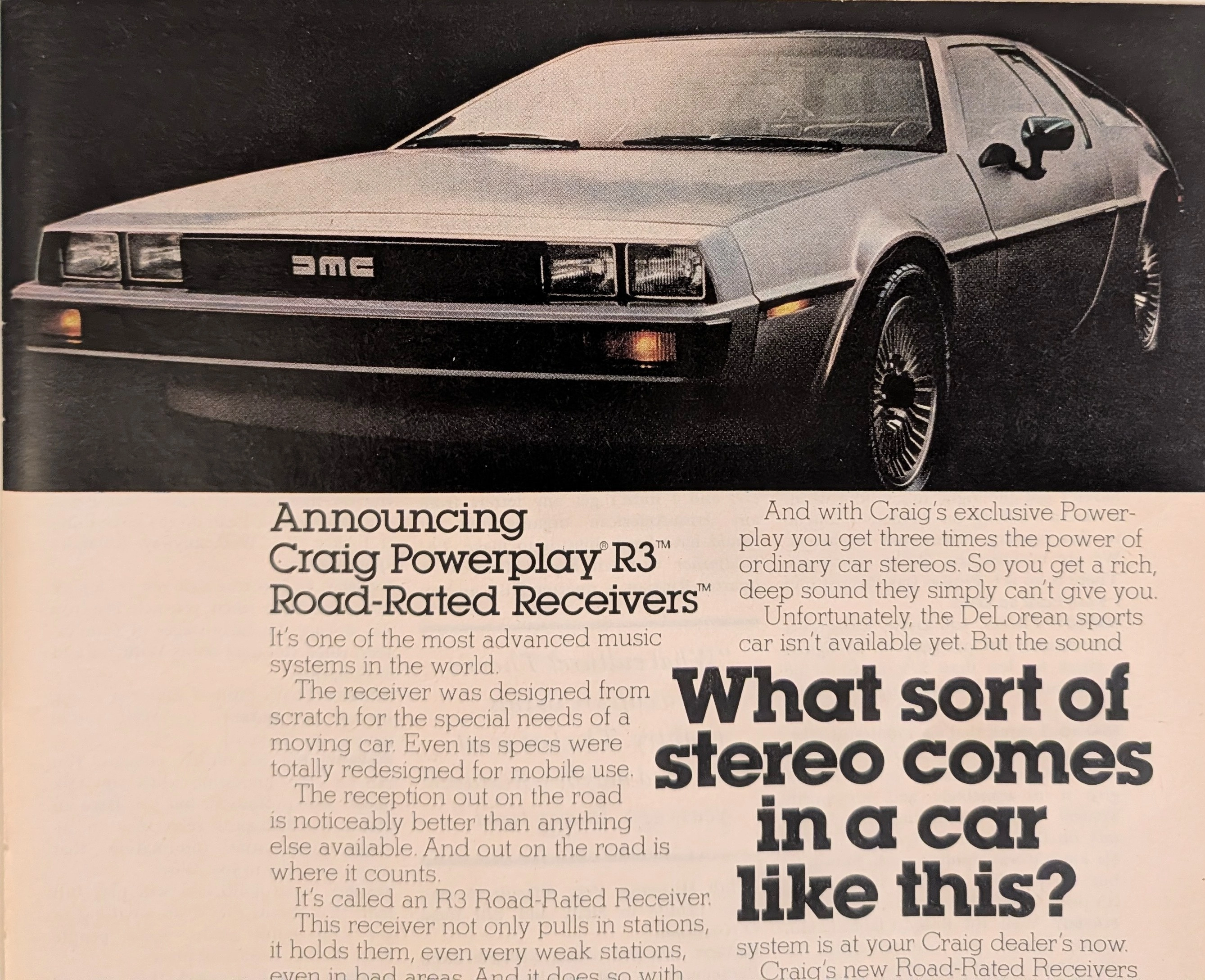 1980 Craig Powerplay R3 Car Stereo Featuring the DeLorean DMC-12 — Thumbnail 2
