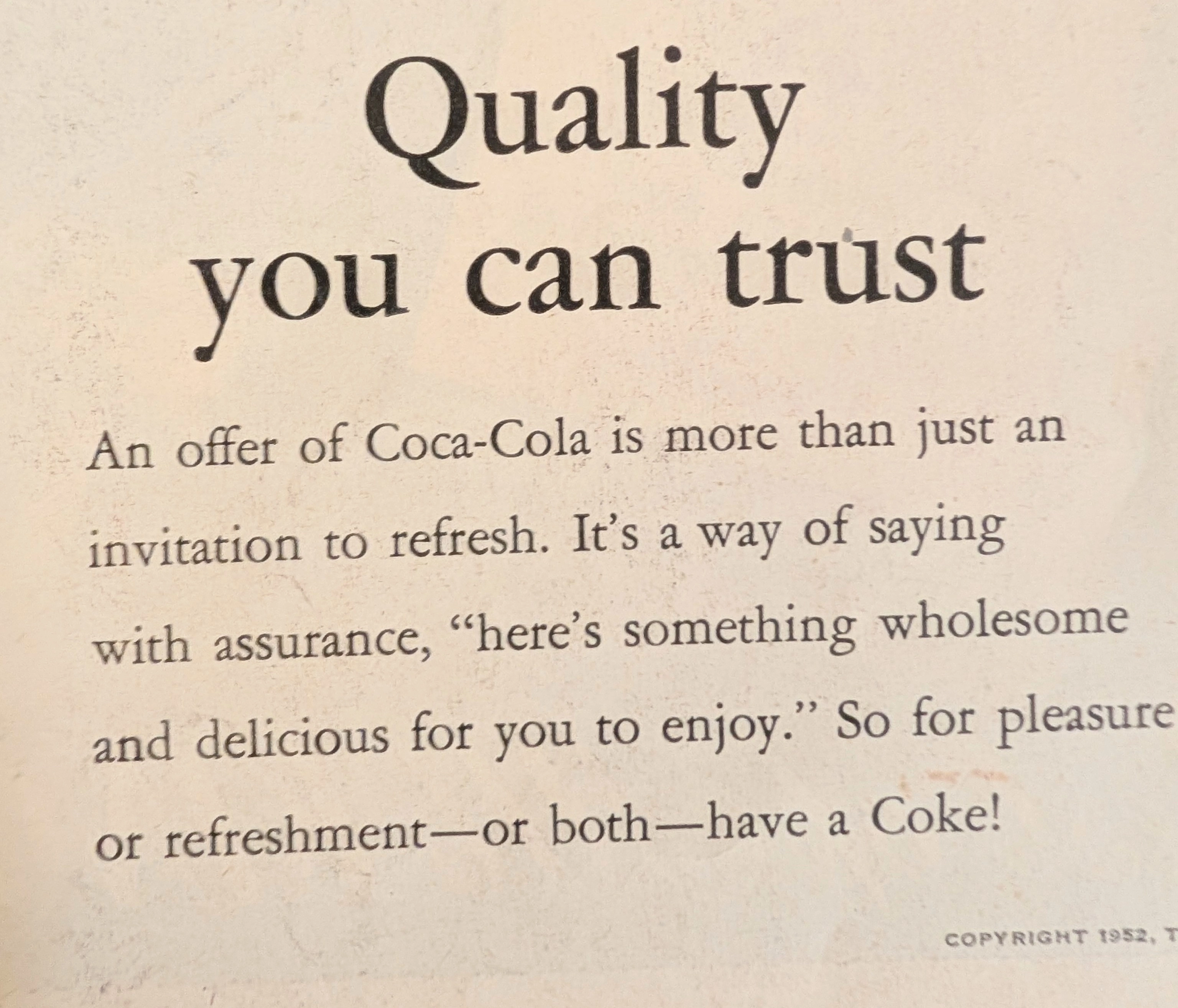 Le Dossier du Voyageur Temporel : Publicité Vintage Coca-Cola 1952 - La Prescription Saine — The Record Institute Journal