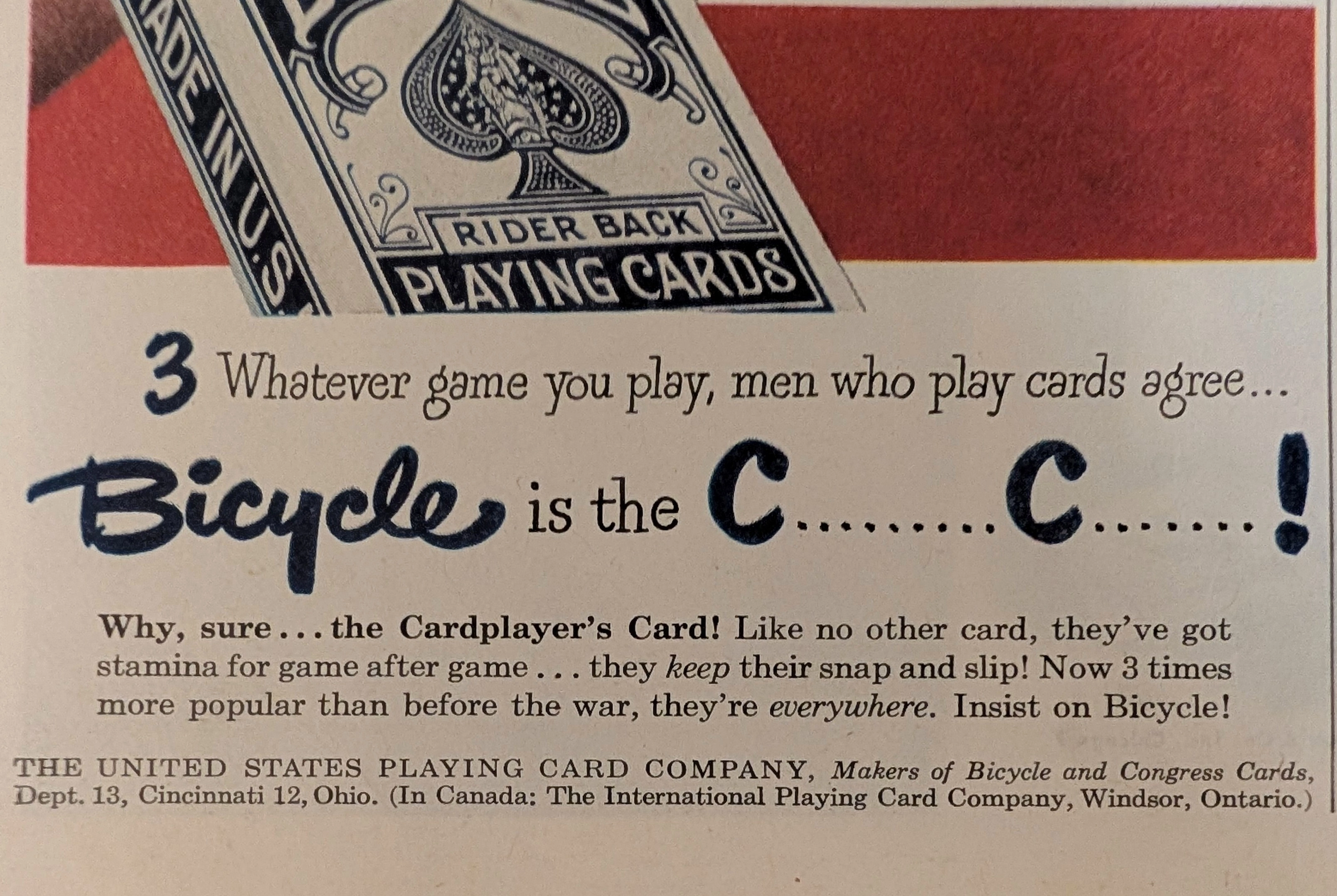 1948 Bicycle Playing Cards "Quiz No. 4" Vintage Advertisement — Thumbnail 4