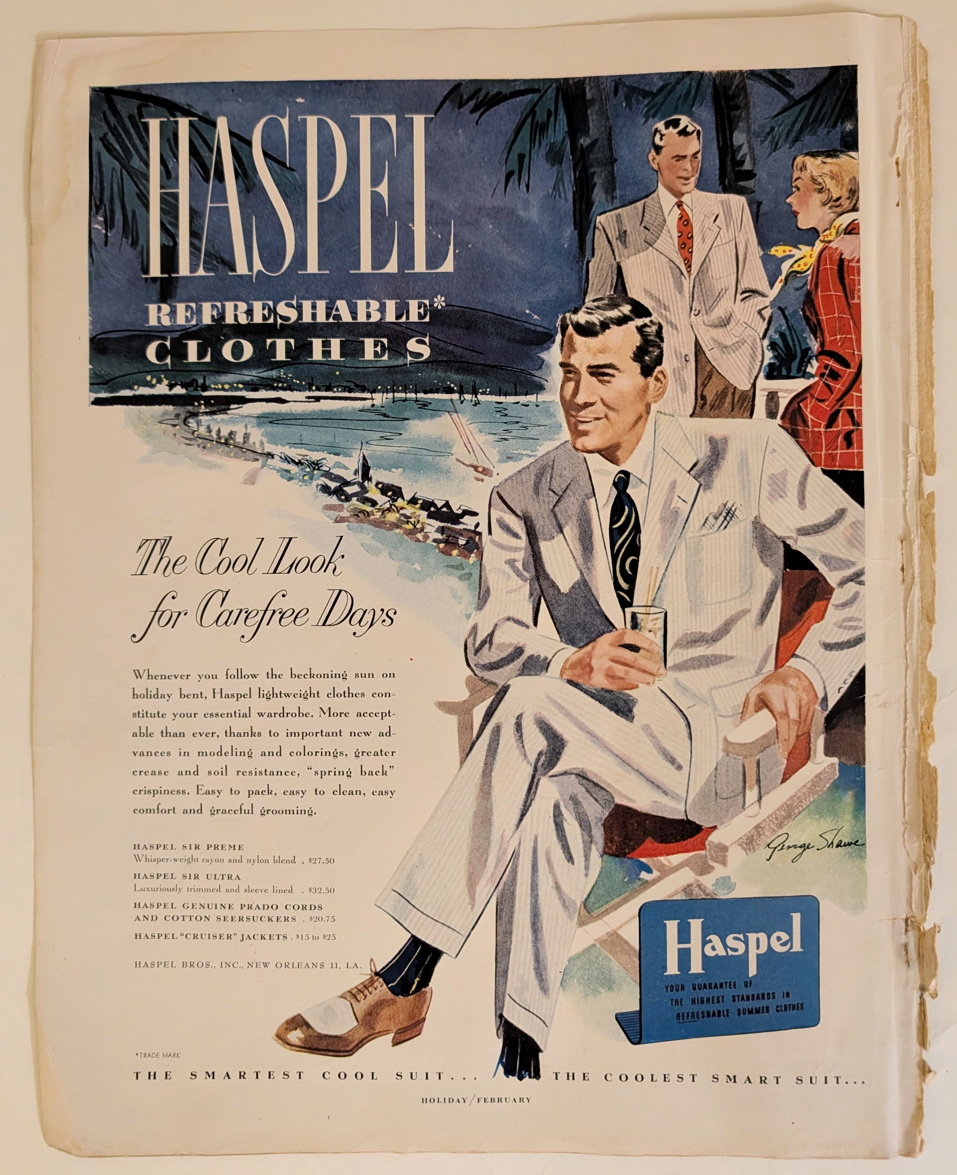 Publicité Vintage Costumes d'Été Haspel Refreshable Clothes (Vers 1950) vintage advertisement — curator suggestion
