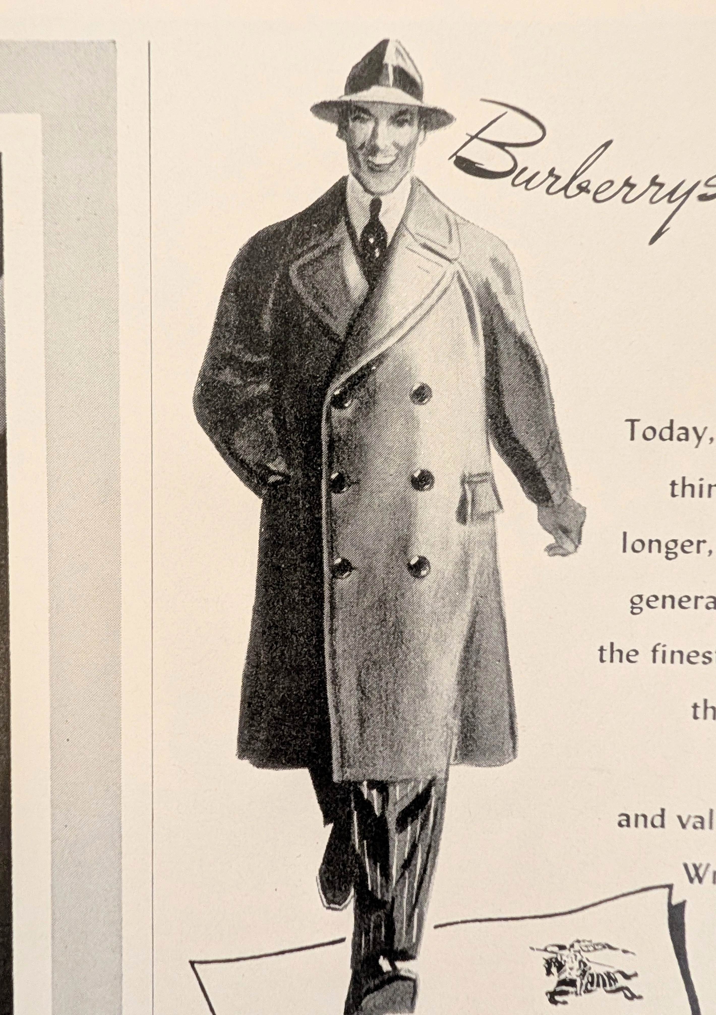 1940년대 후반경 버버리스 오브 런던 오버코트 빈티지 광고 — 썸네일 2