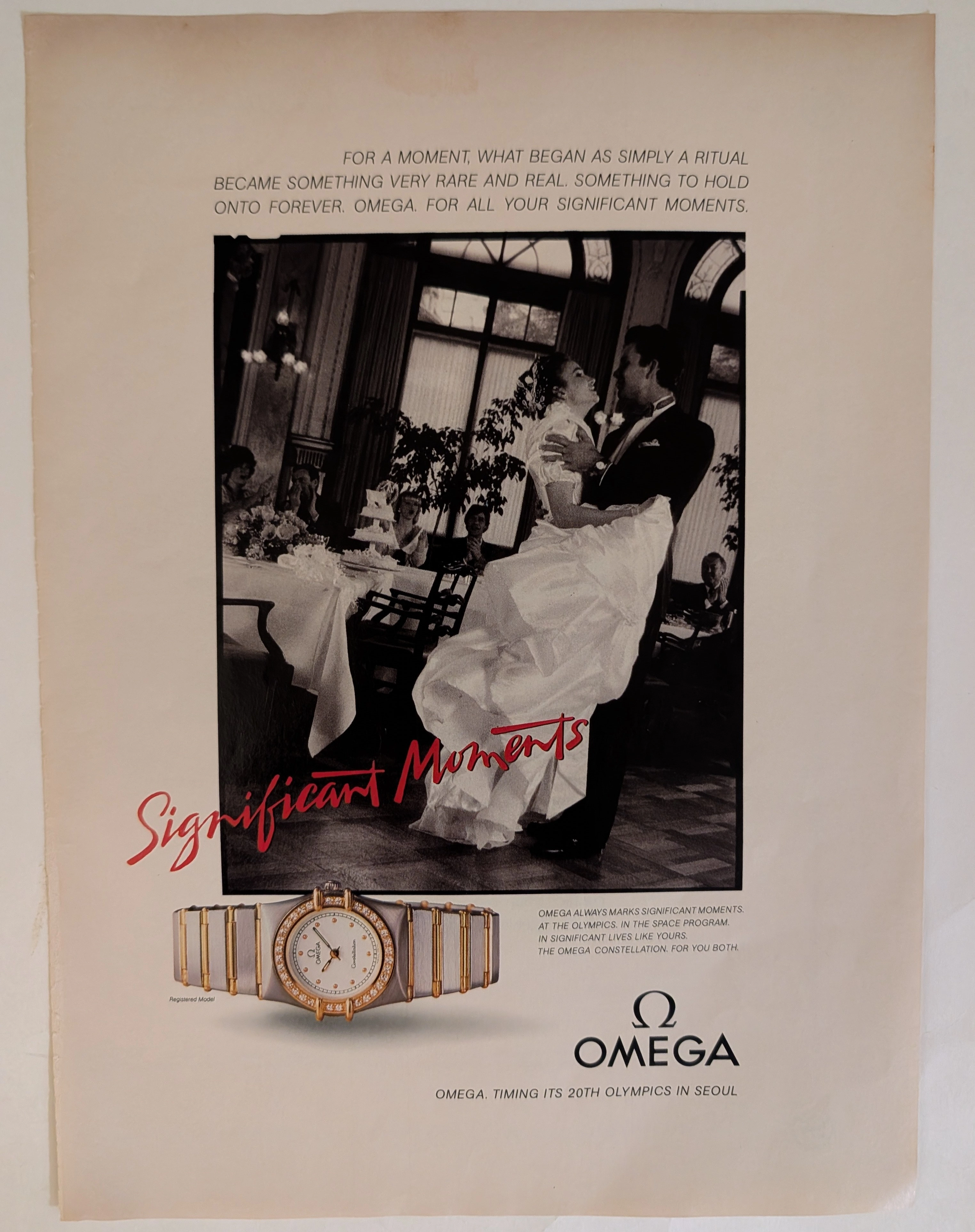1988 OMEGA Constellation "Significant Moments" Vintage Advertisement — related by taxonomy