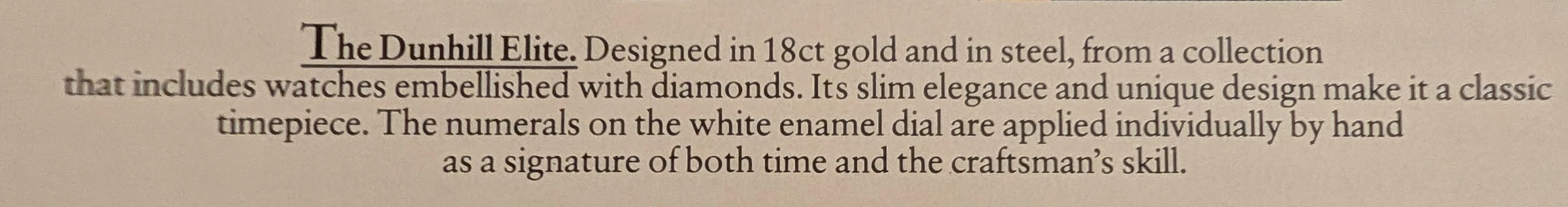 1988 Dunhill Elite Watch Vintage Advertisement — Thumbnail 3