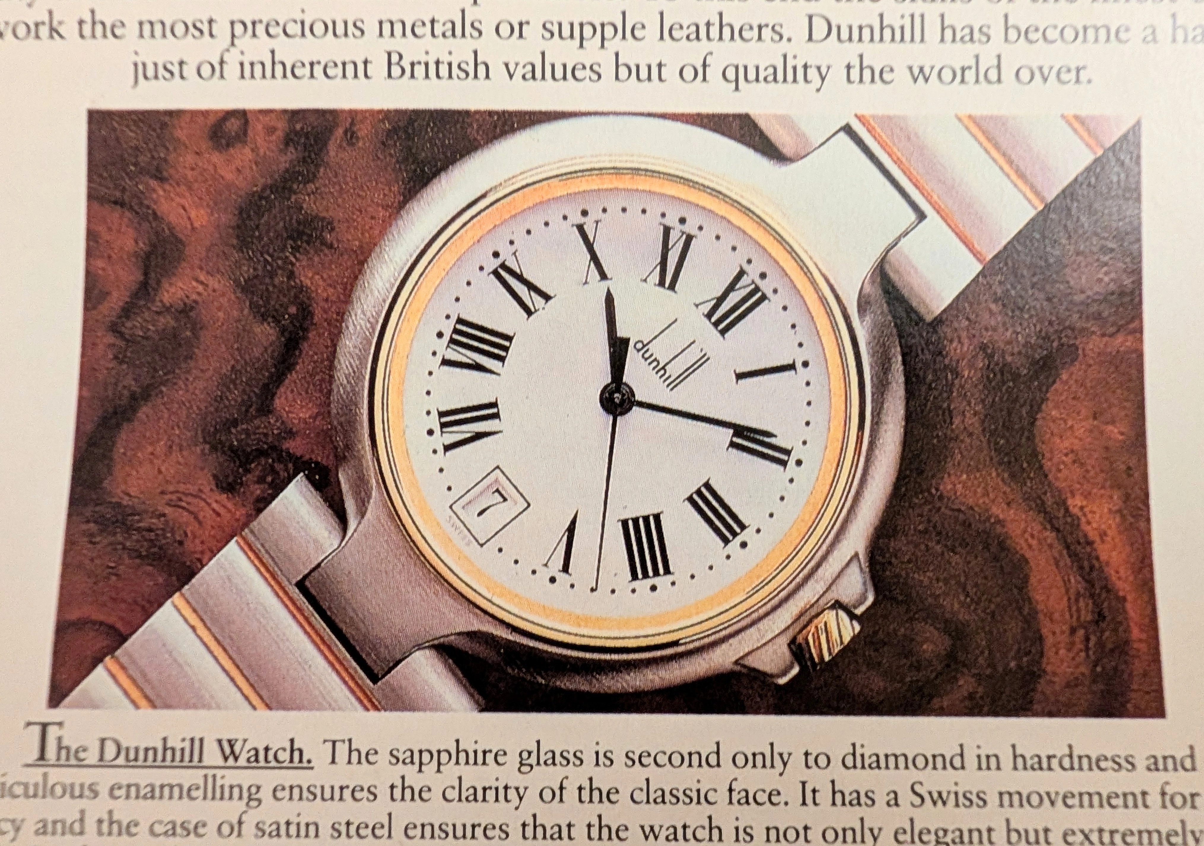 1990s Dunhill Two-Tone Watch & Cufflinks Vintage Print Advertisement — Thumbnail 4