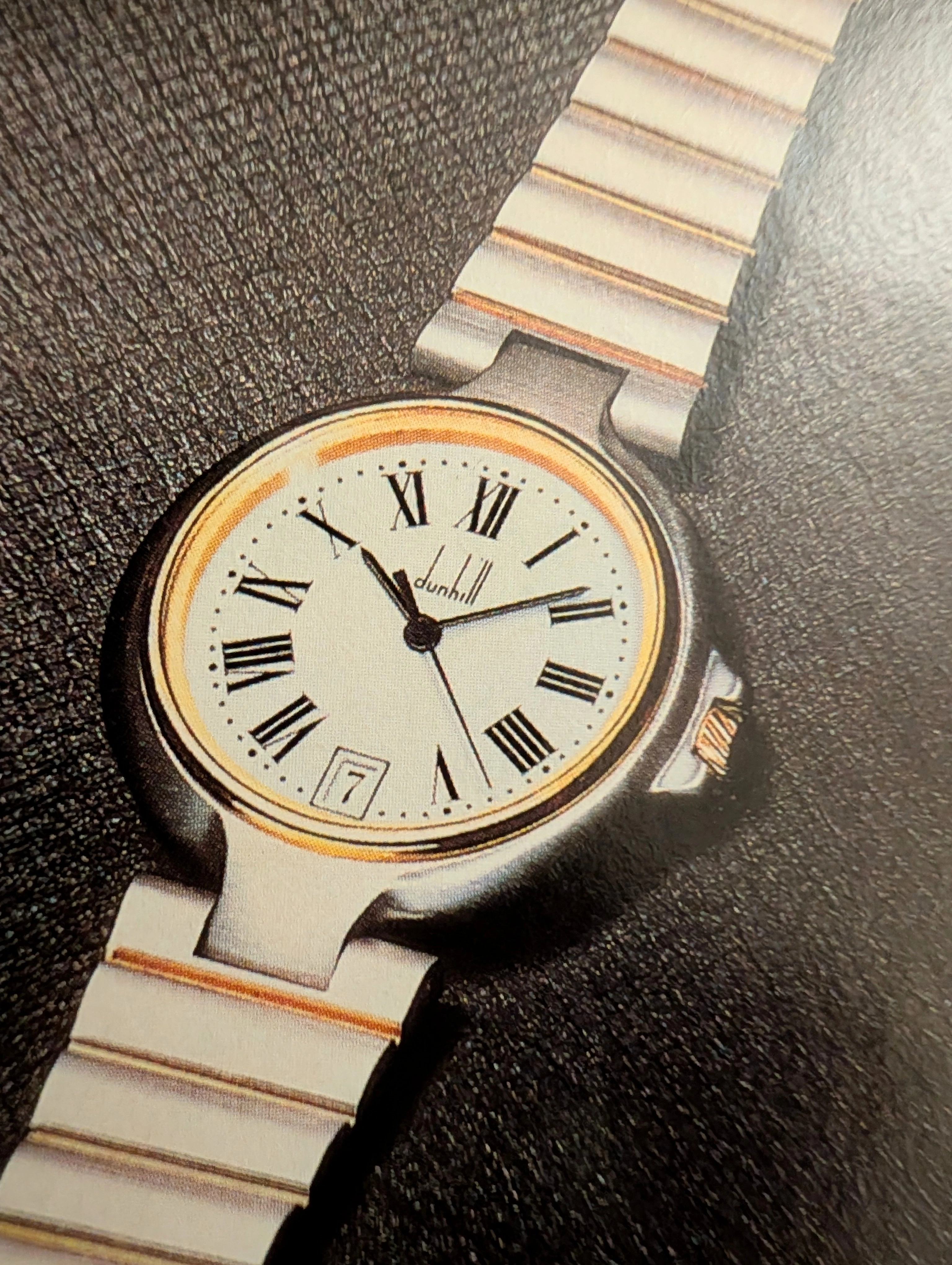 1990s Dunhill Two-Tone Watch & Cufflinks Vintage Print Advertisement — Thumbnail 6
