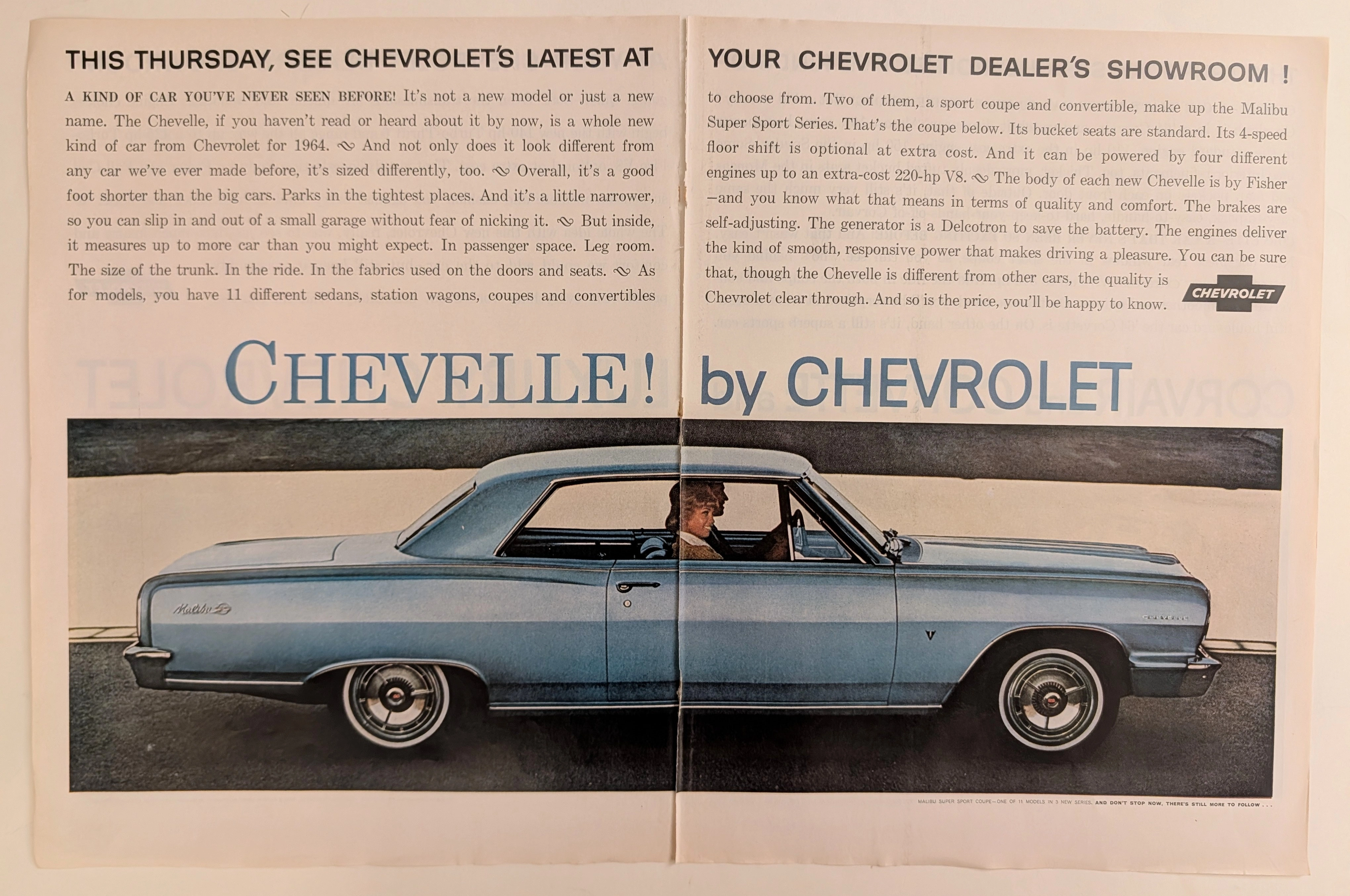 1964 Chevrolet Chevelle Malibu Super Sport Coupe Vintage Advertisement — related by taxonomy