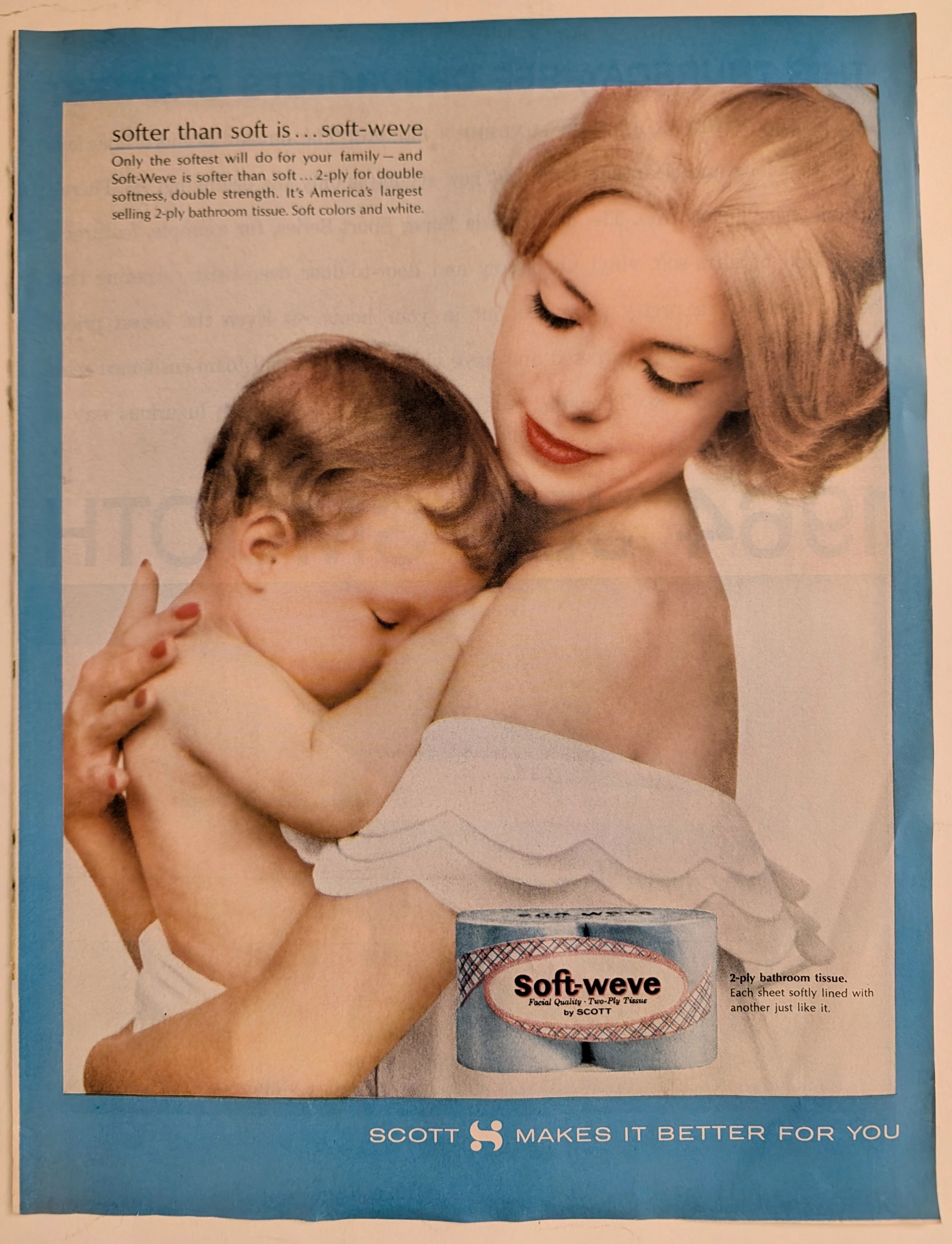 1950s Scott Soft-Weve Bathroom Tissue Vintage Advertisement (1950) — Class B vintage Lifestyle & Vice
