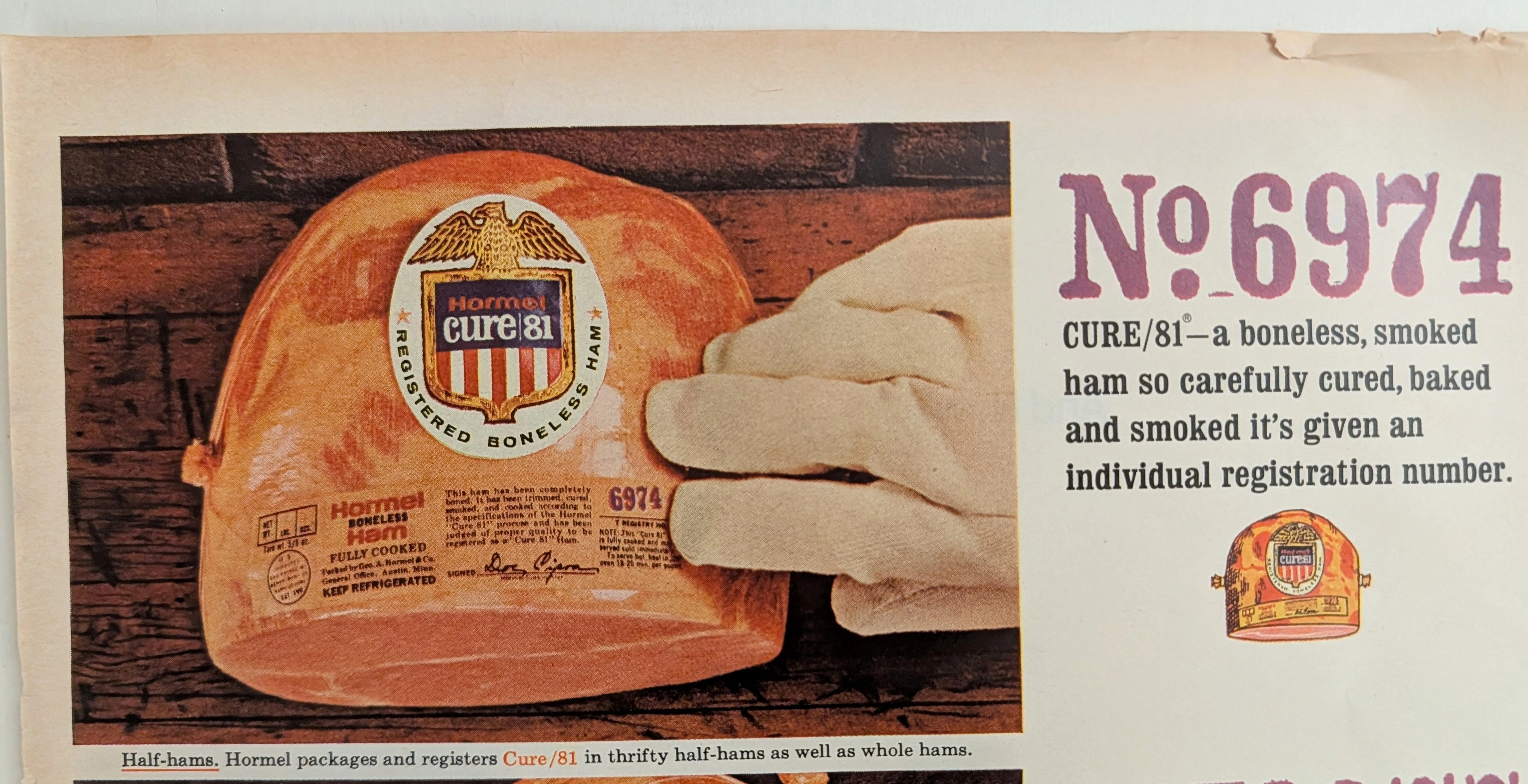 1960s Hormel Cure 81 Registered Ham Vintage Advertisement — Thumbnail 2