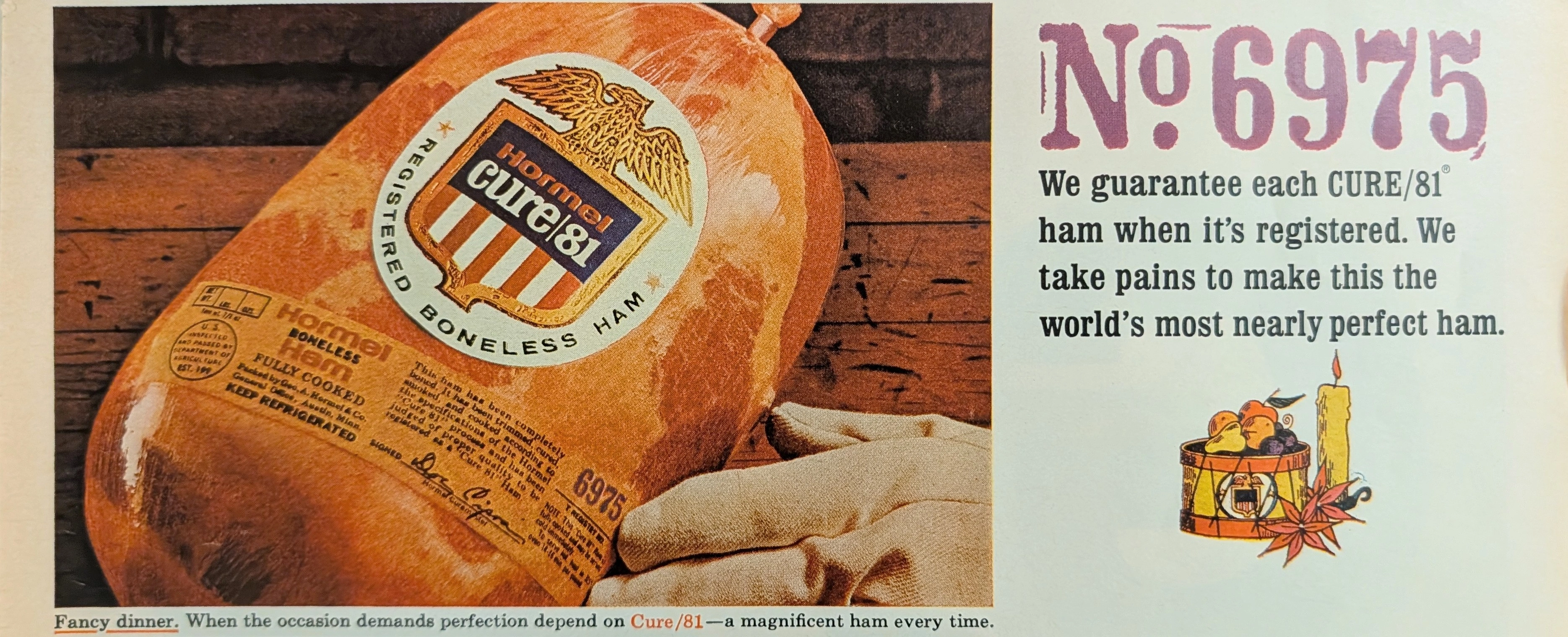 1960s Hormel Cure 81 Registered Ham Vintage Advertisement — Thumbnail 3