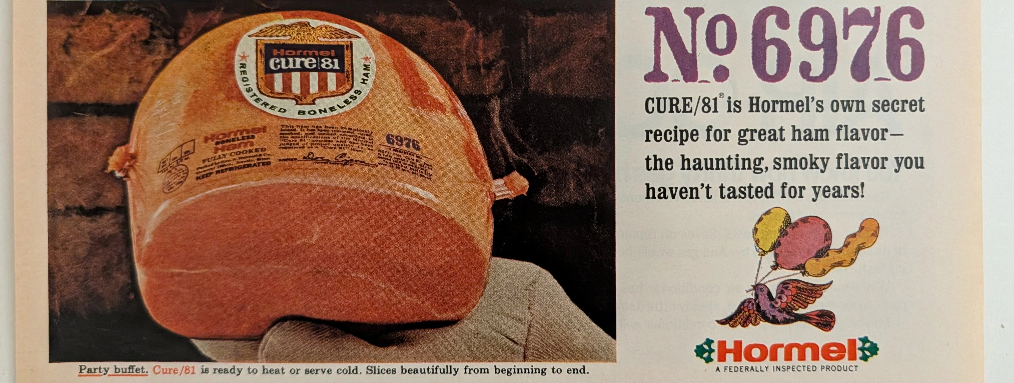 1960s Hormel Cure 81 Registered Ham Vintage Advertisement — Thumbnail 4