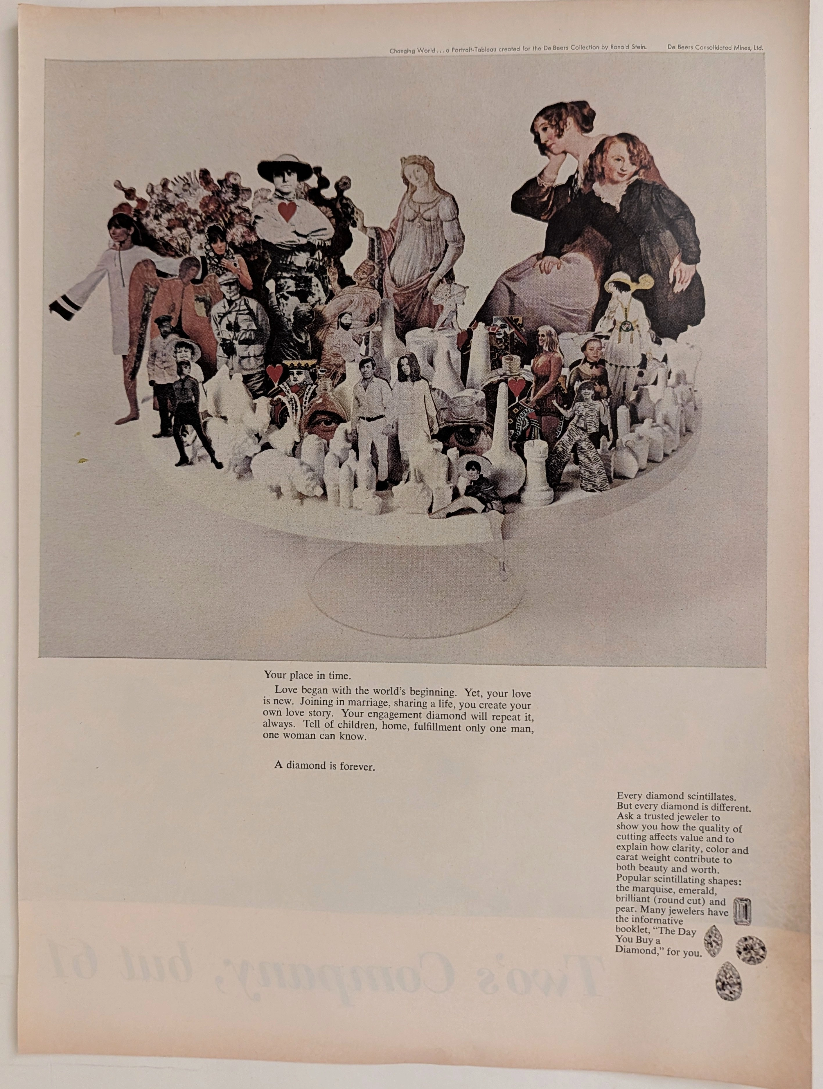 1968년대경 드비어스 "Changing World" 포트레이트-타블로 빈티지 광고 (1960) vintage advertisement — Class A