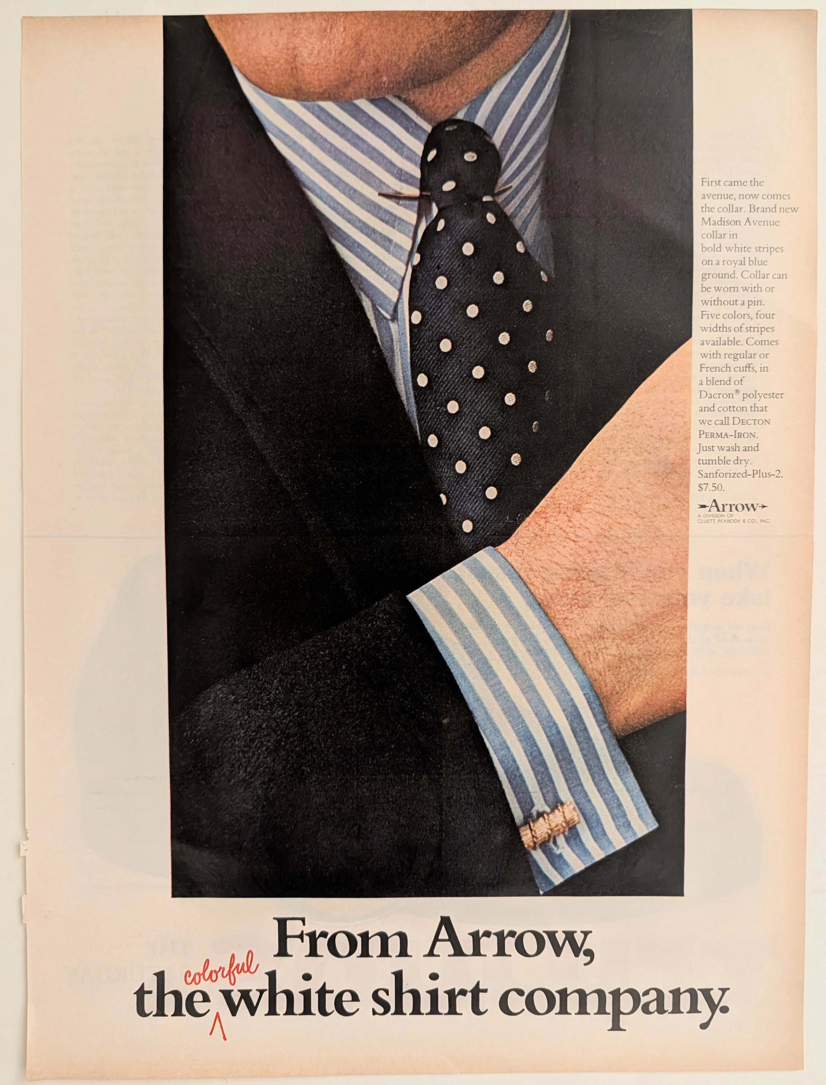 1960s Arrow Madison Avenue Collar Vintage Advertisement vintage advertisement — curator suggestion