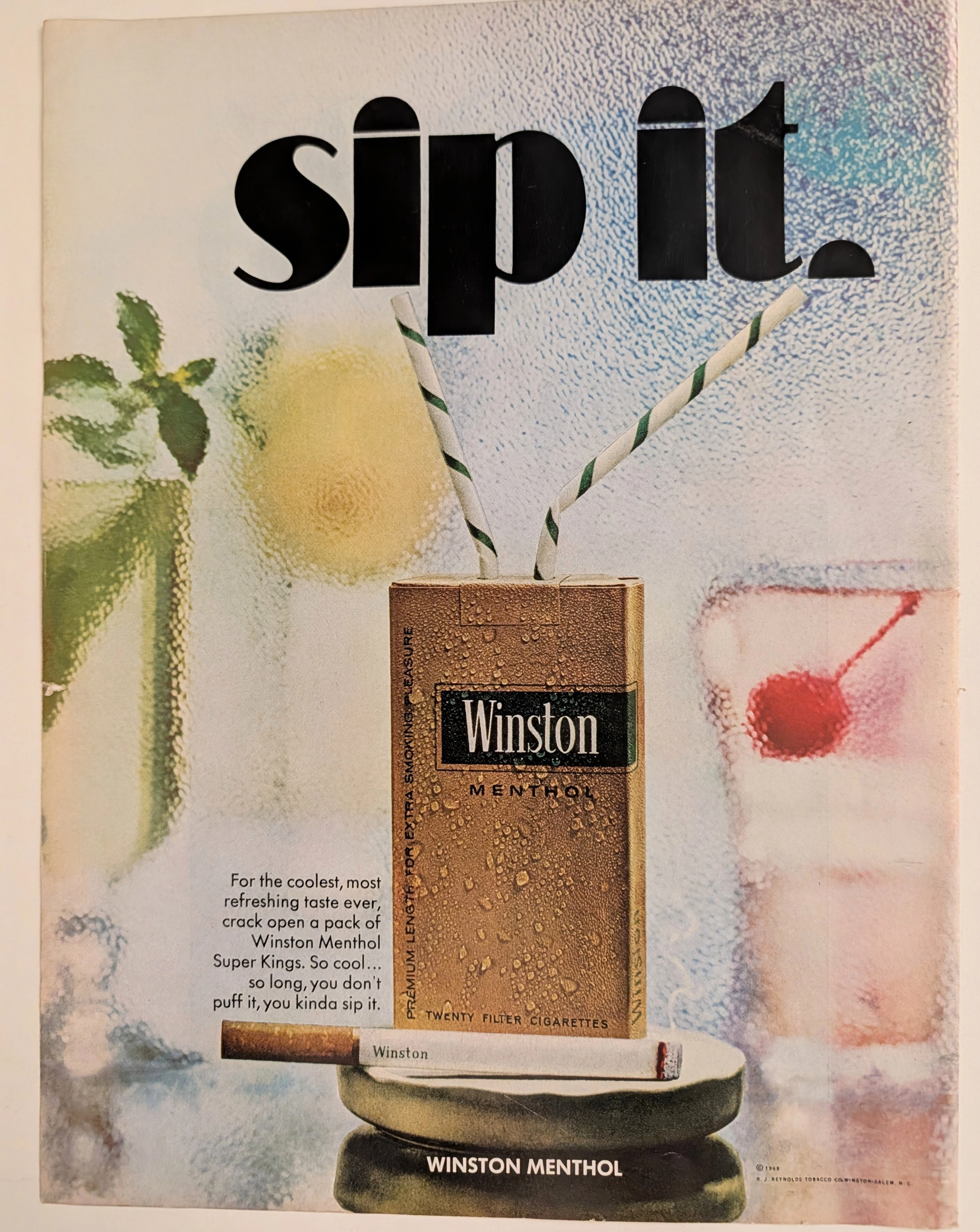 1968 Winston Menthol Super Kings Vintage Advertisement (1968) — Class B vintage Lifestyle & Vice