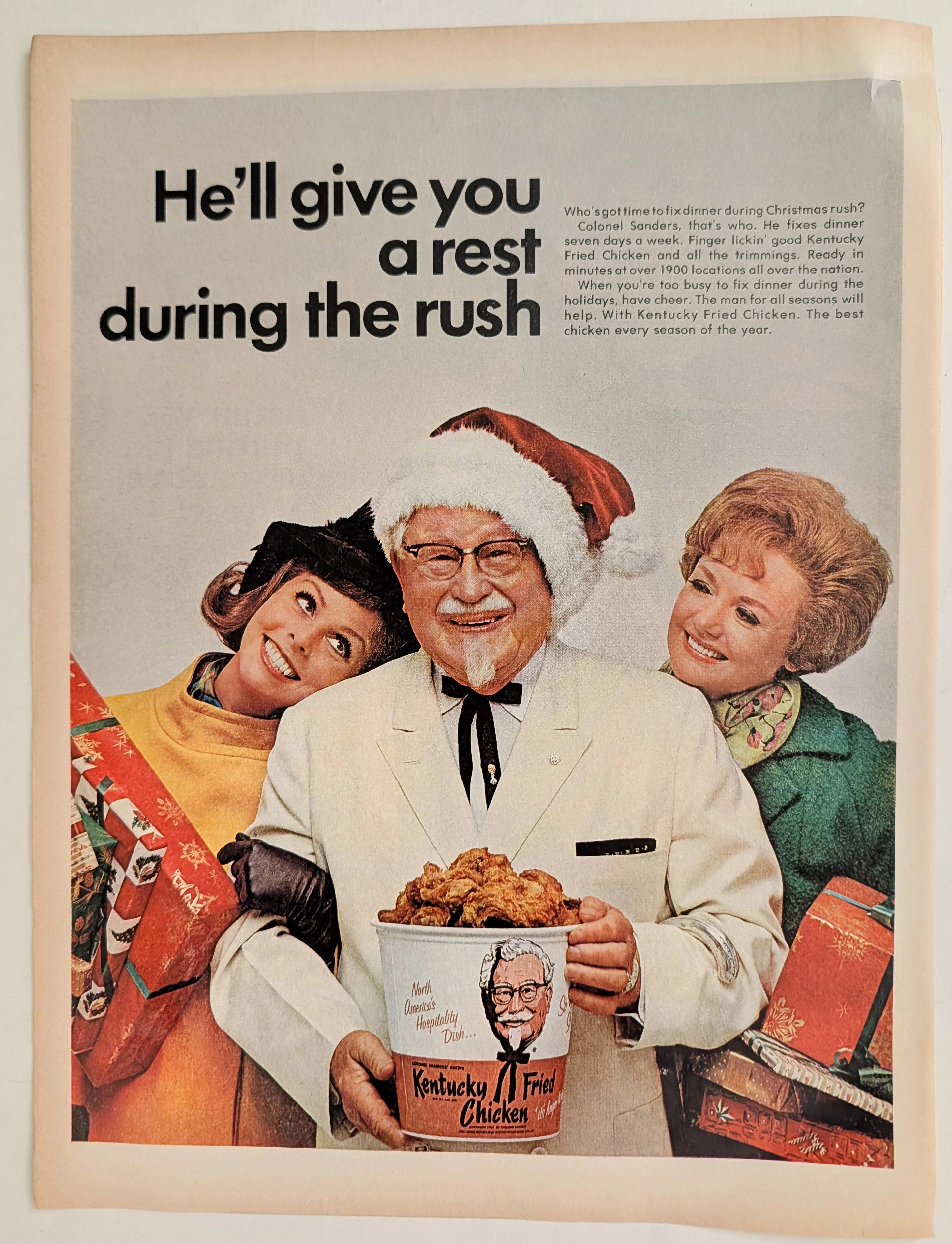 1968 Kentucky Fried Chicken Christmas Holiday Vintage Advertisement (1968) — Class A vintage Lifestyle & Vice