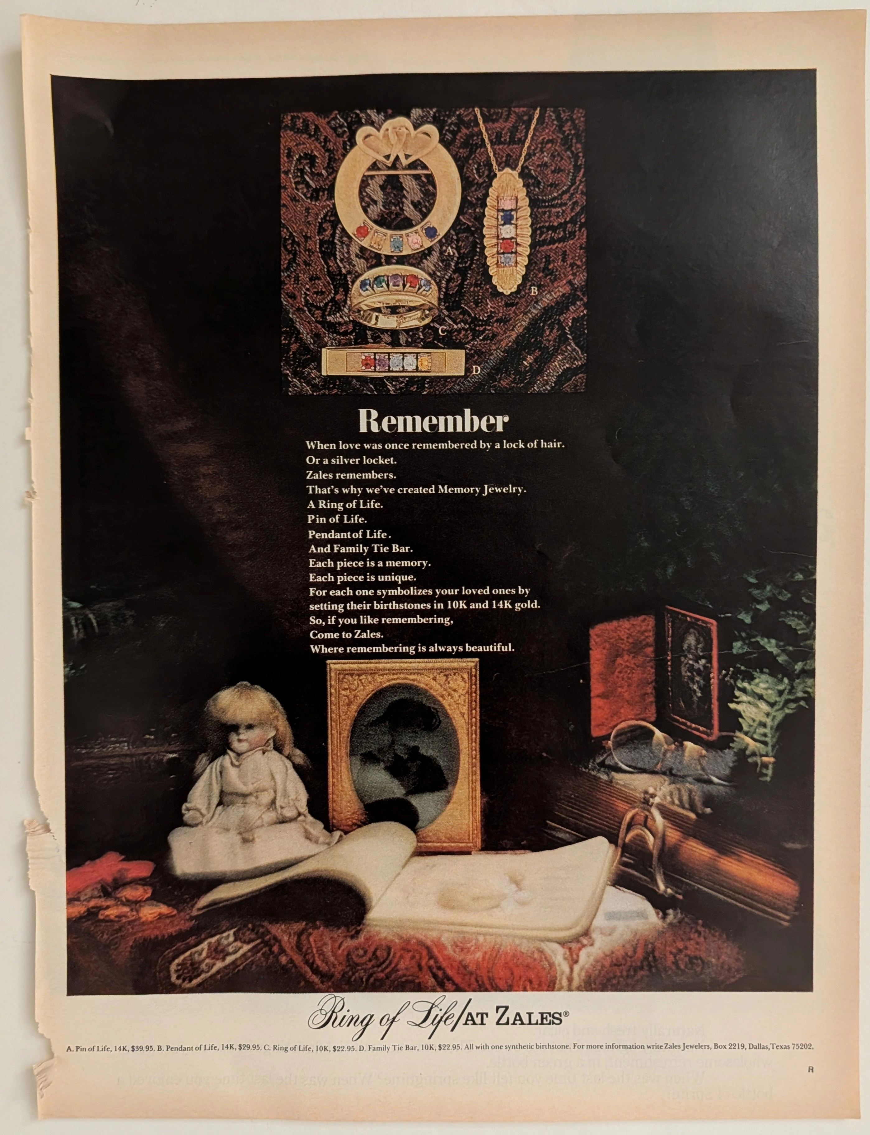 Anuncio Vintage de Joyería Zales Memory Años 1970 — related print