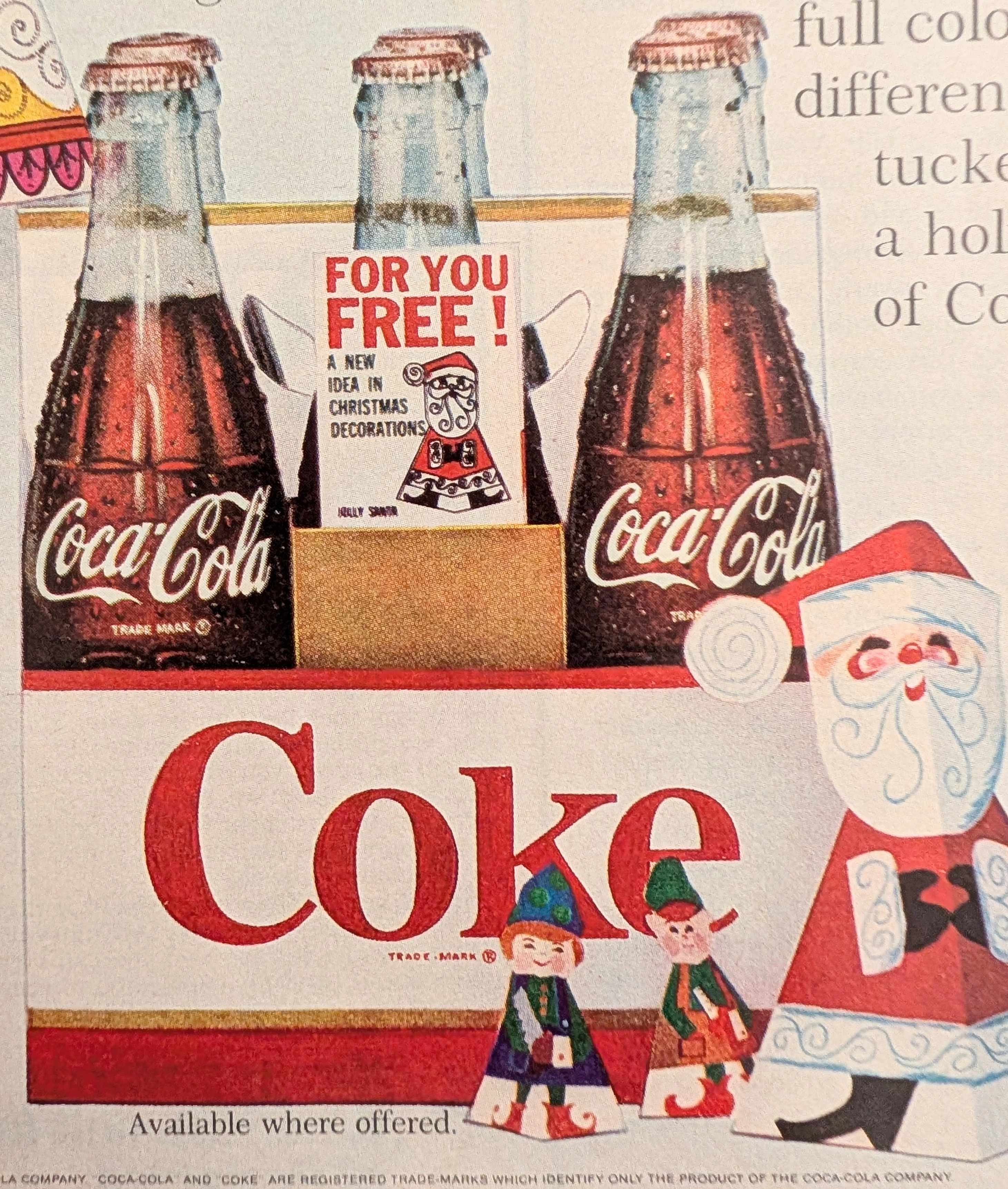 1968 Coca-Cola "For You. Free." DIY Christmas Decorations Vintage Print Advertisement — Thumbnail 2