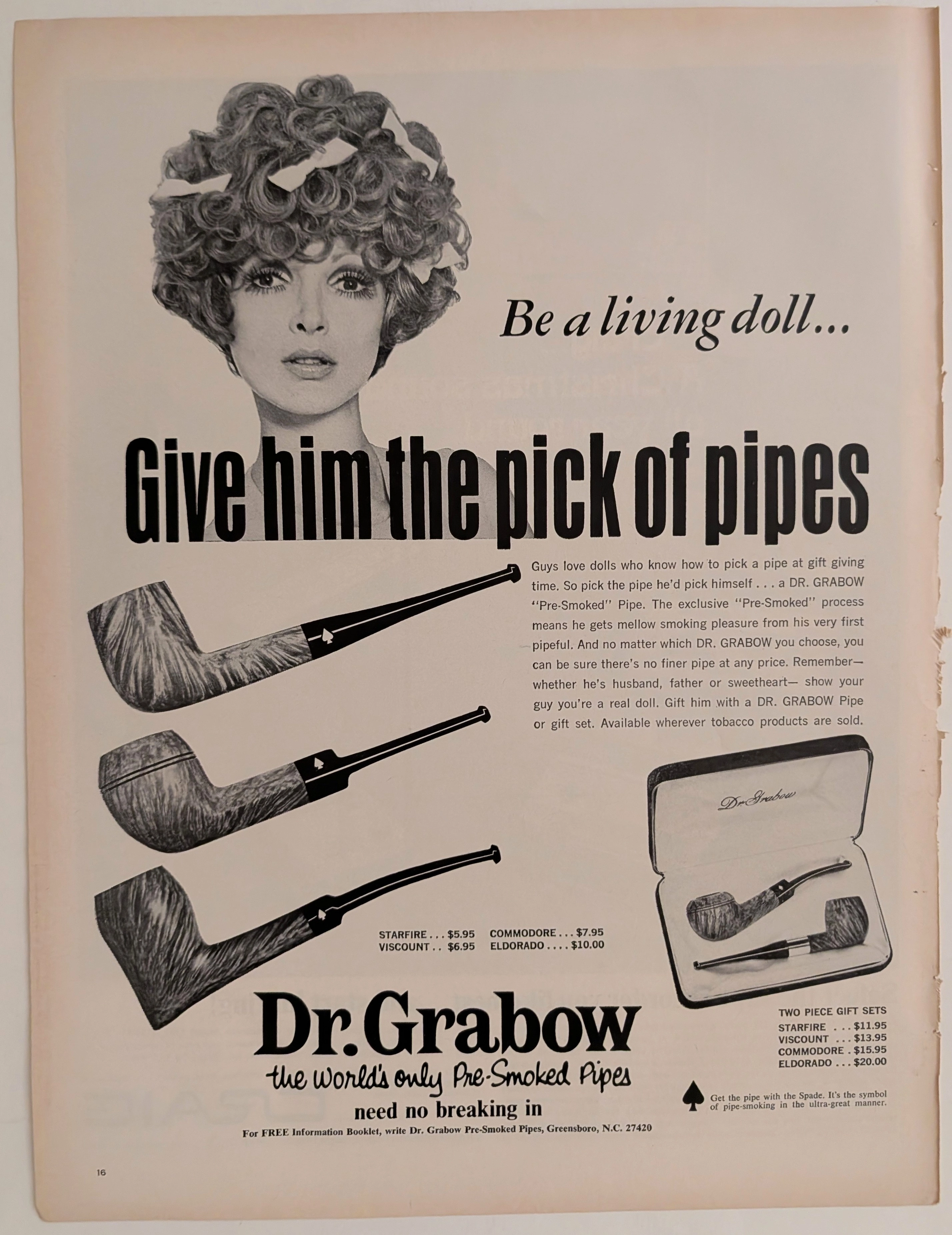 1960년대 닥터 그라보(Dr. Grabow) 파이프 빈티지 광고 — related by taxonomy