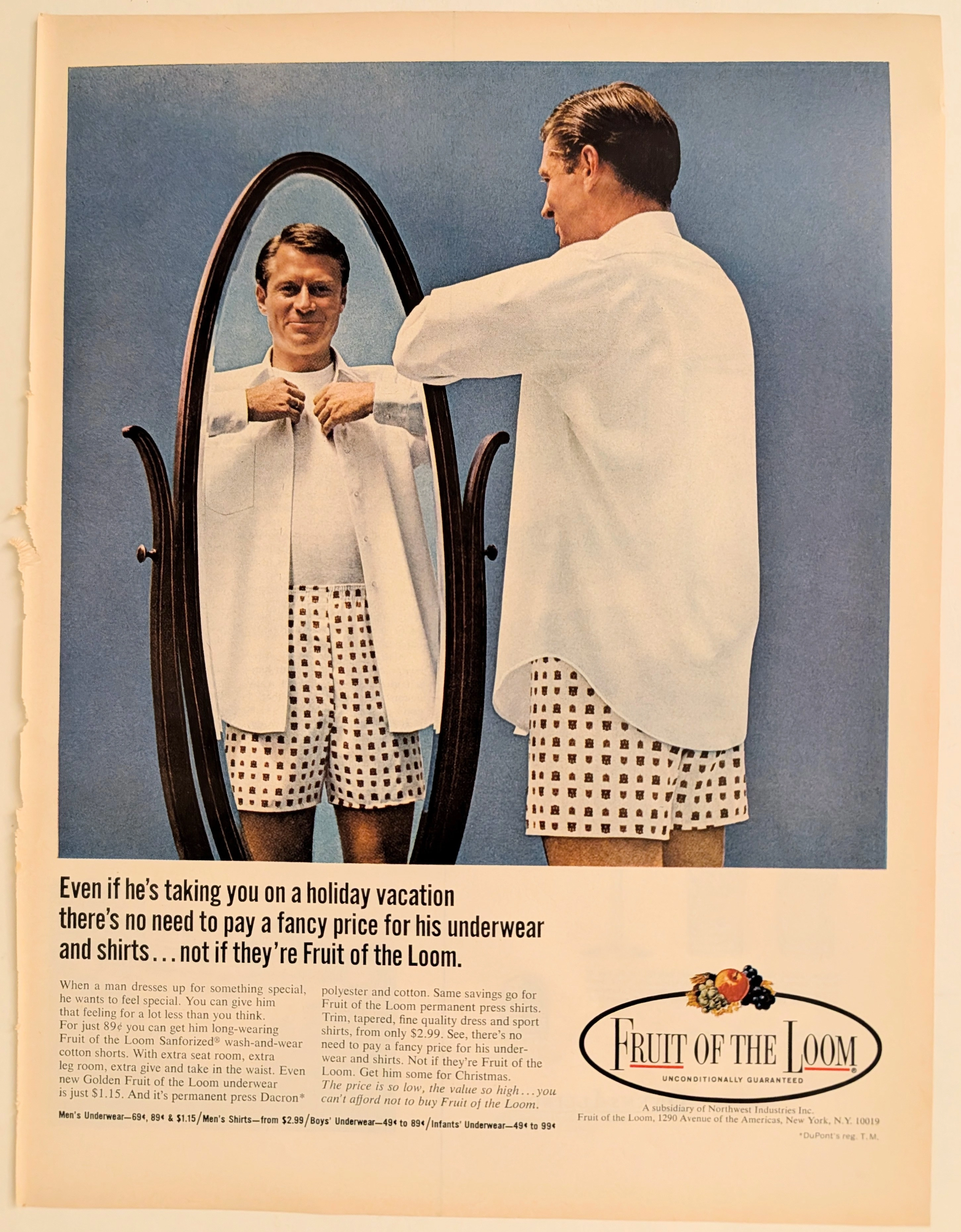 1970 Fruit of the Loom Men's Underwear & Shirts Vintage Advertisement (1970) — Class B vintage Lifestyle & Vice