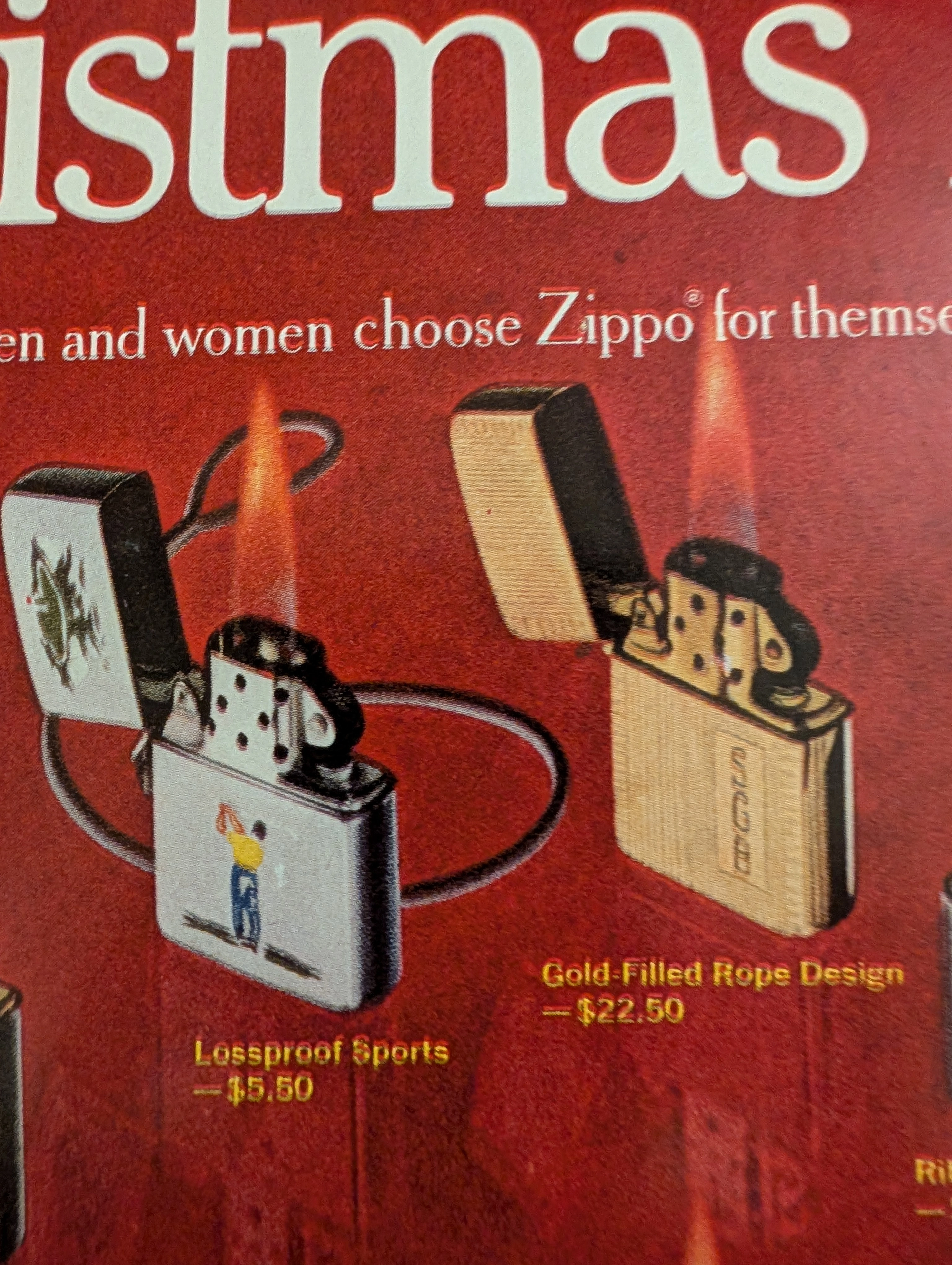 1968 Zippo Windproof Lighters Christmas Vintage Advertisement — Thumbnail 4
