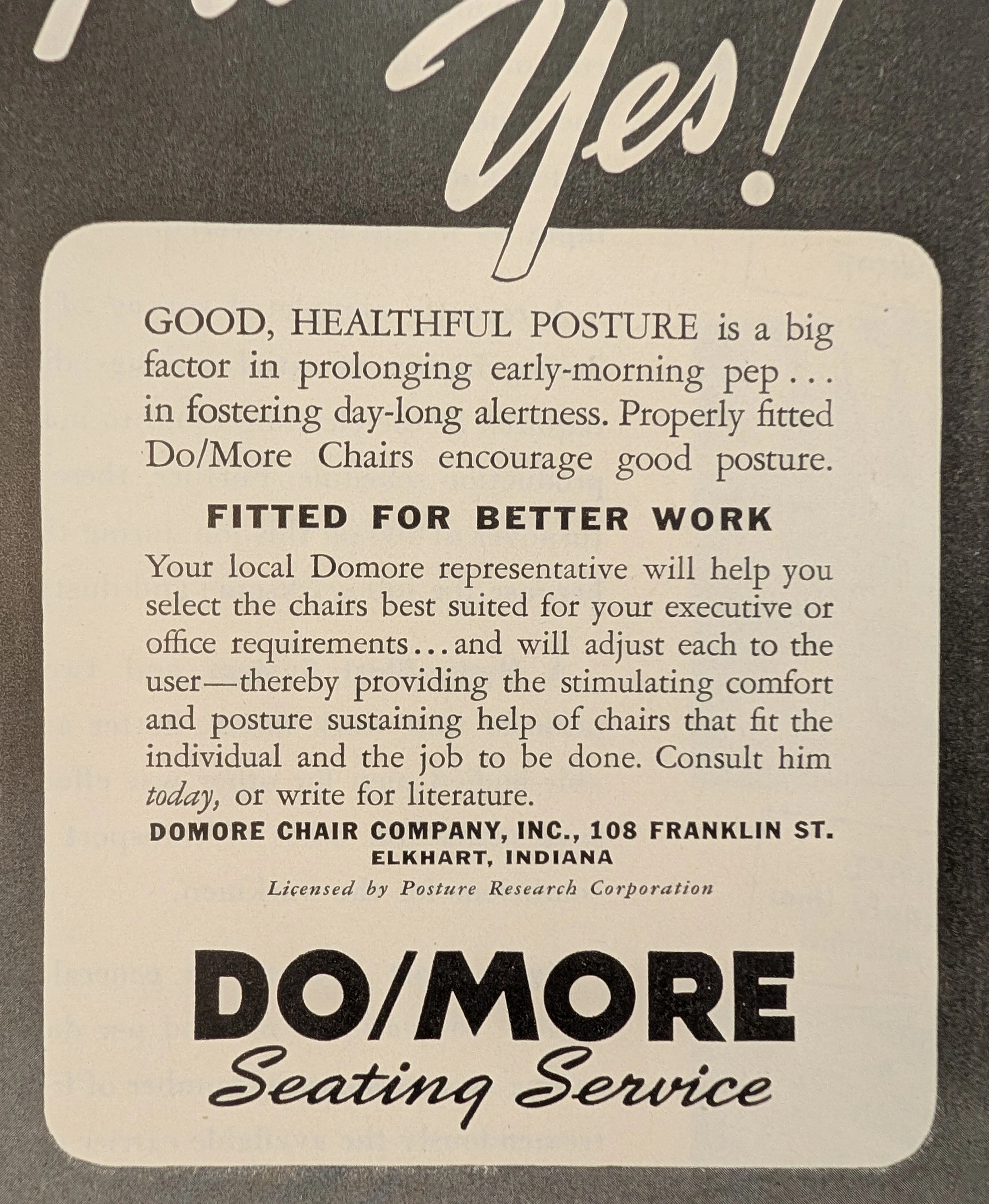 1940s Do/More Seating Service Ergonomic Chair Vintage Advertisement — Thumbnail 4