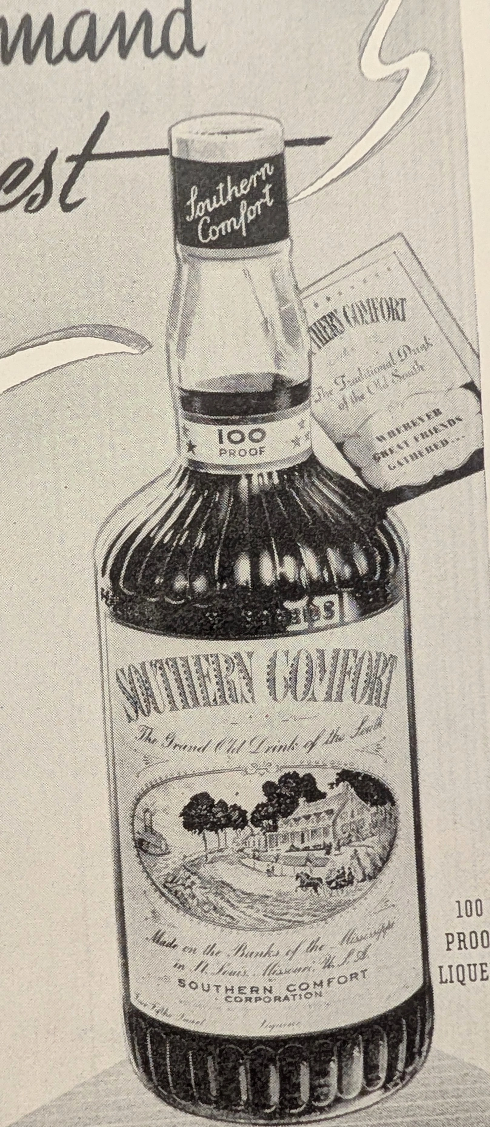 1950s Southern Comfort 100 Proof Liqueur Vintage Advertisement — Thumbnail 2